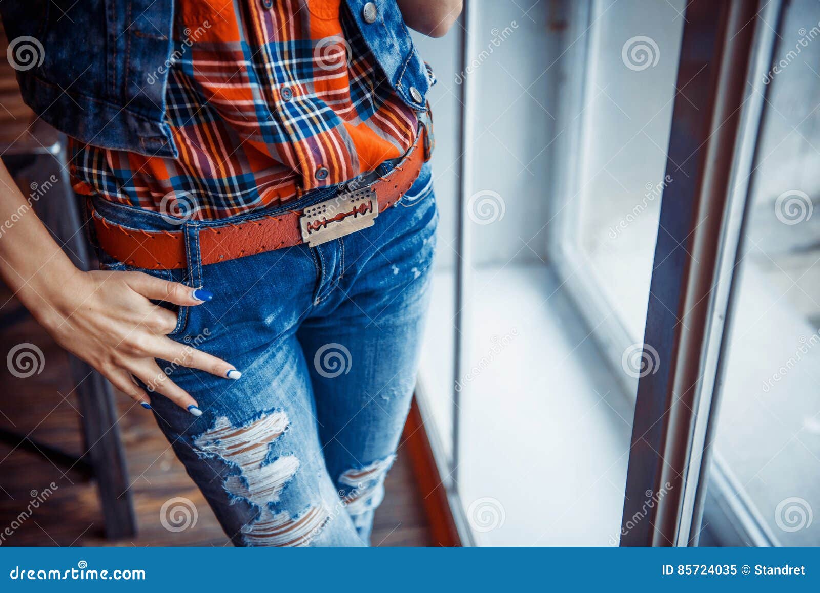 Girl in Jeans.Art Processing and Retouching Photos Special. Stock Image ...