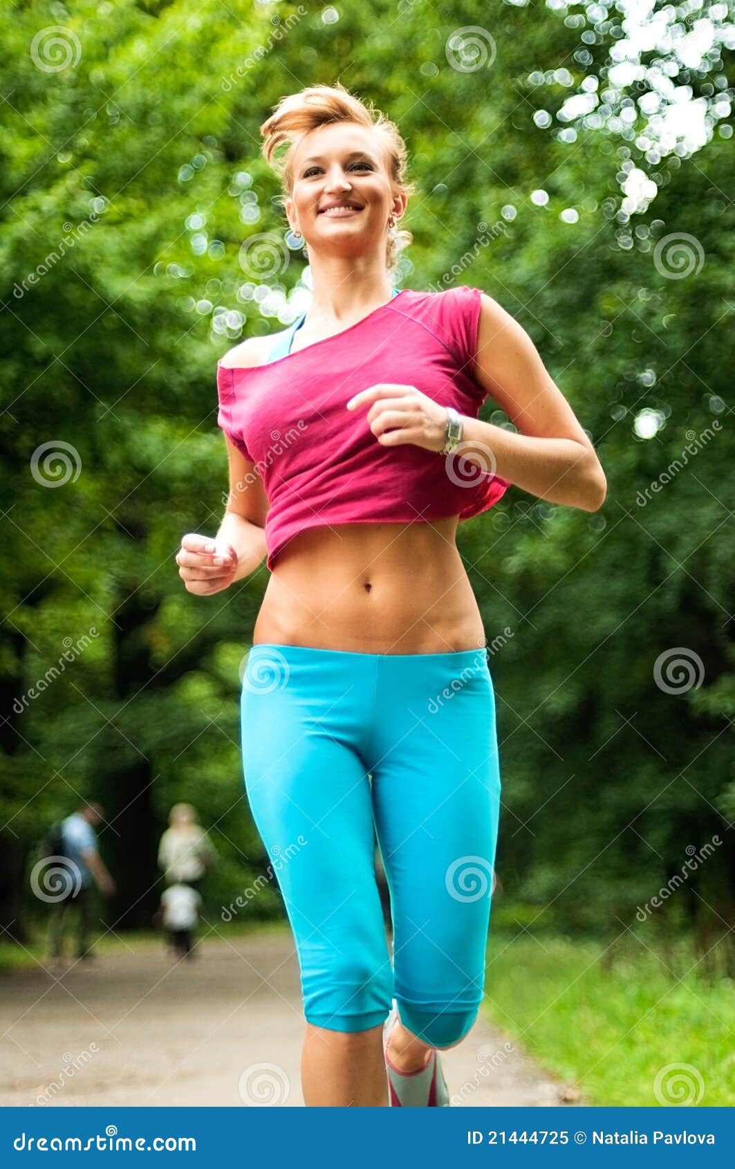 Girl jogging stock image. Image of grass, beautiful, adult 21444725