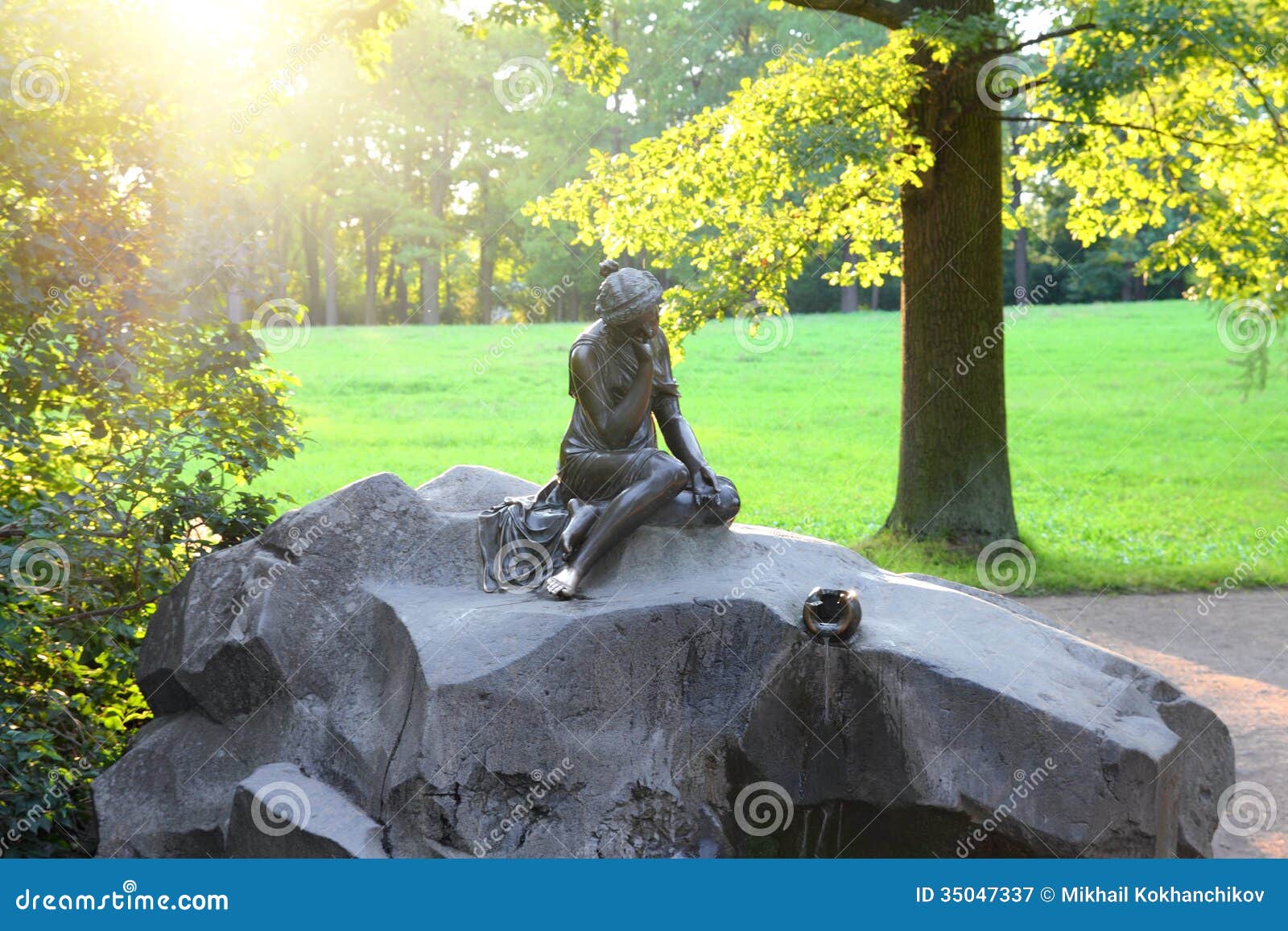 Girl with jug statue in Pushkin park St. Petersburg