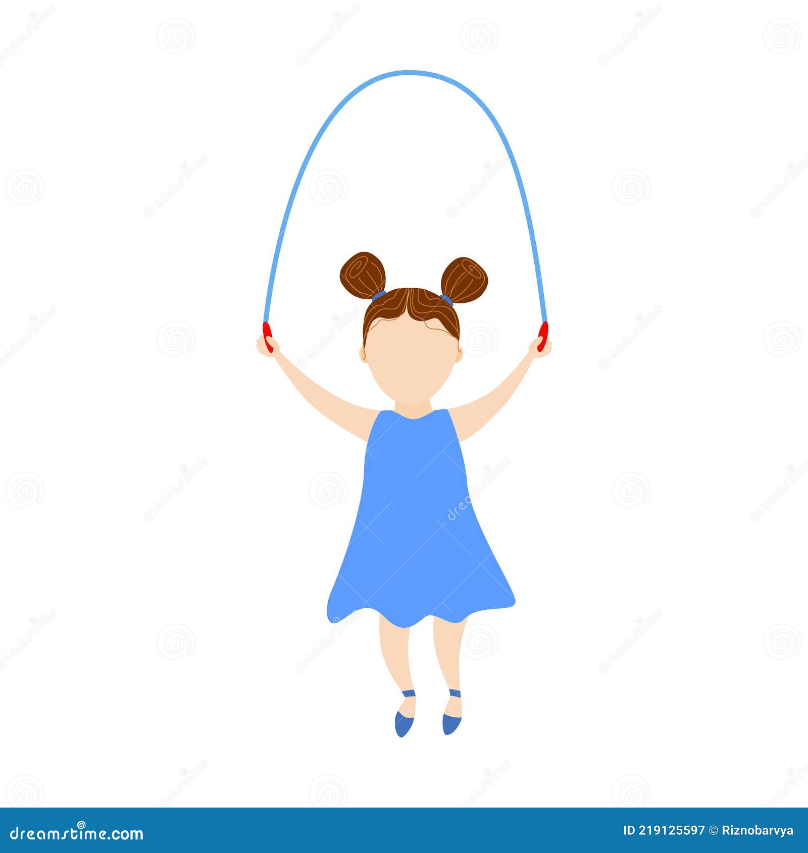 Girl Jumping Rope. Children Active Games. Isolated Vector Illustration ...