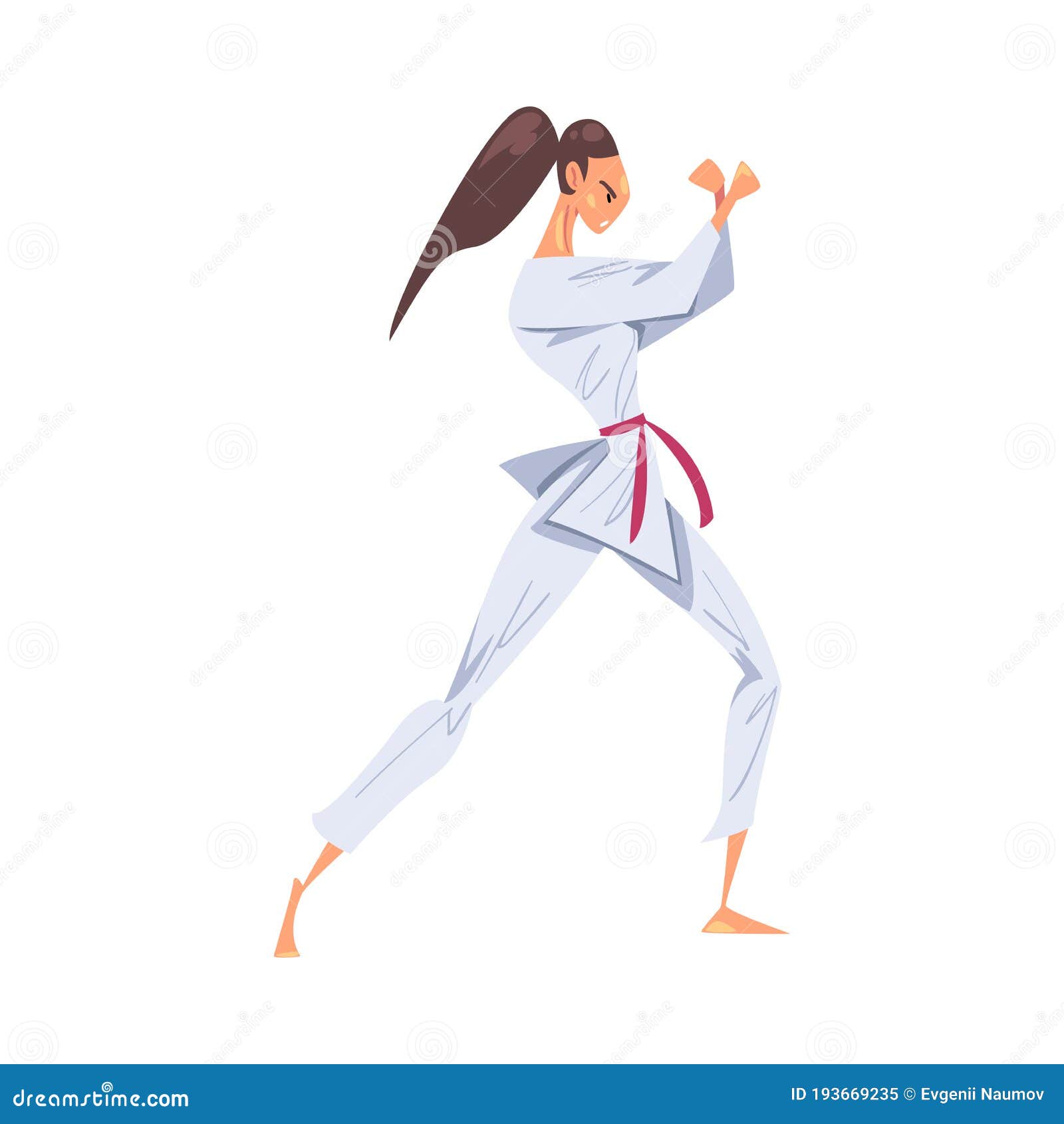 Girl Karate Fighter Character Practicing Traditional Japan Martial Art ...