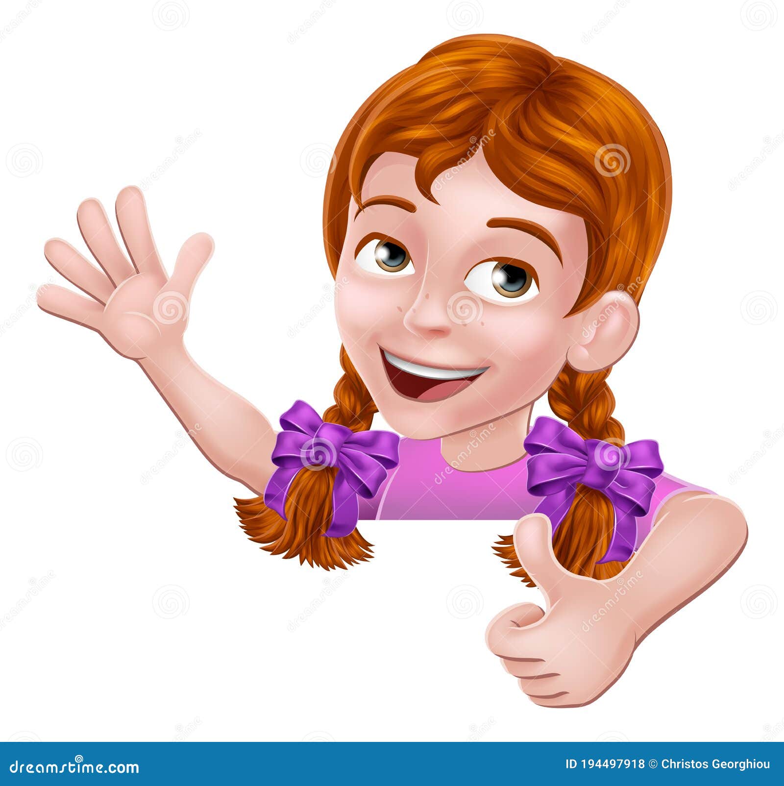 Girl Kid Thumbs Up Cartoon Child Peeking Over Sign Stock Vector ...