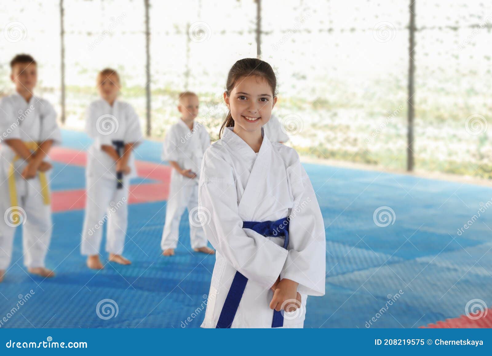 Girl In Kimono During Karate Practice On Tatami Outdoors Stock Image Image Of Lifestyle