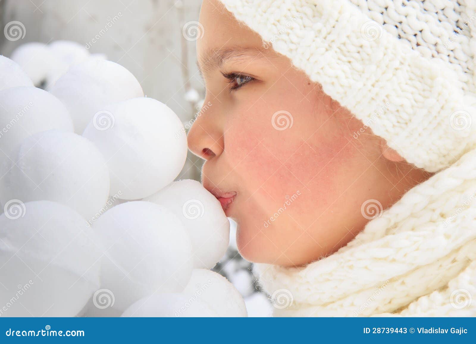 Girl Kissing Snowballs Stock Photos Image 28739443