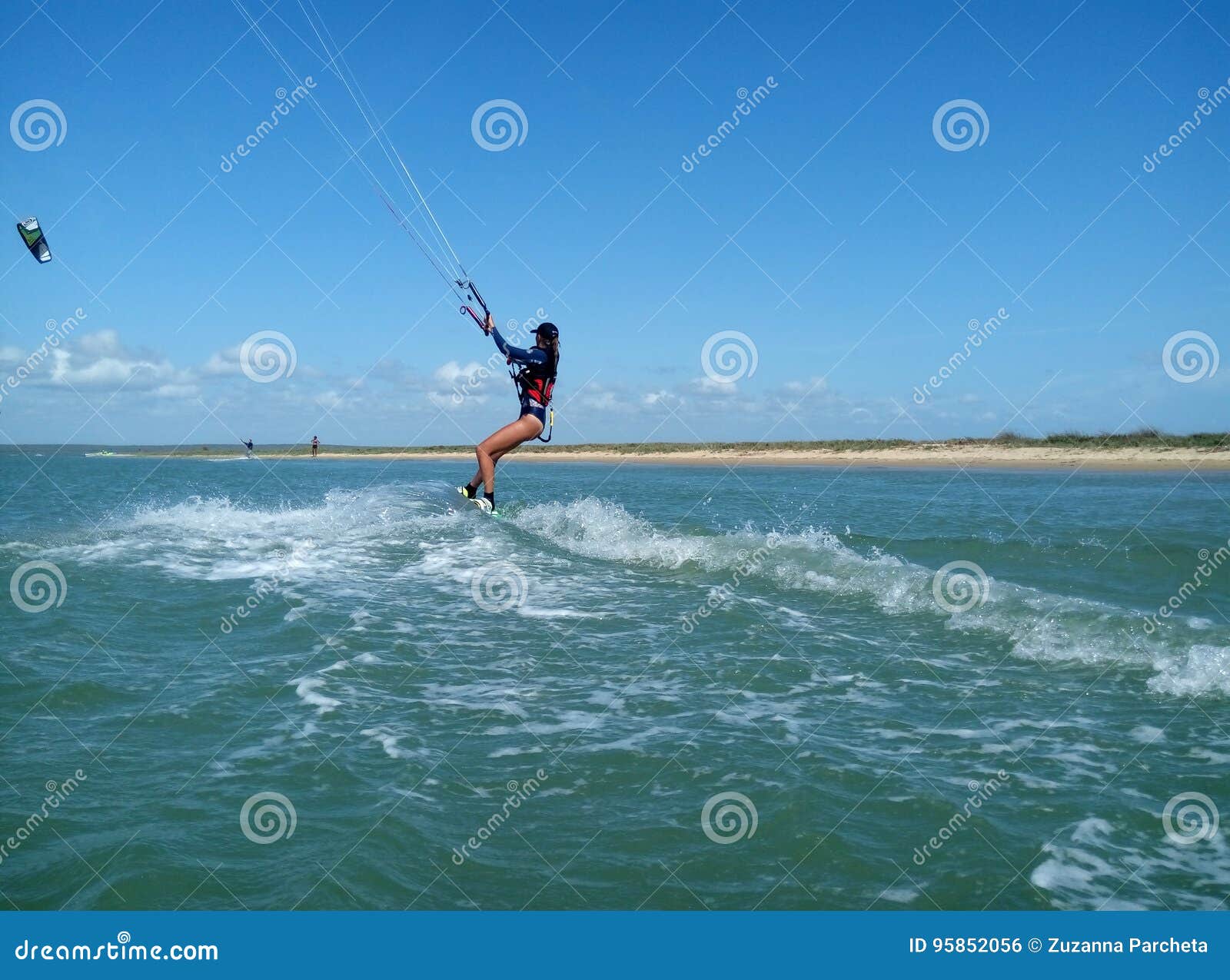 Girl kitesurfing editorial photo. Image of wether, kitesurfing 95852056