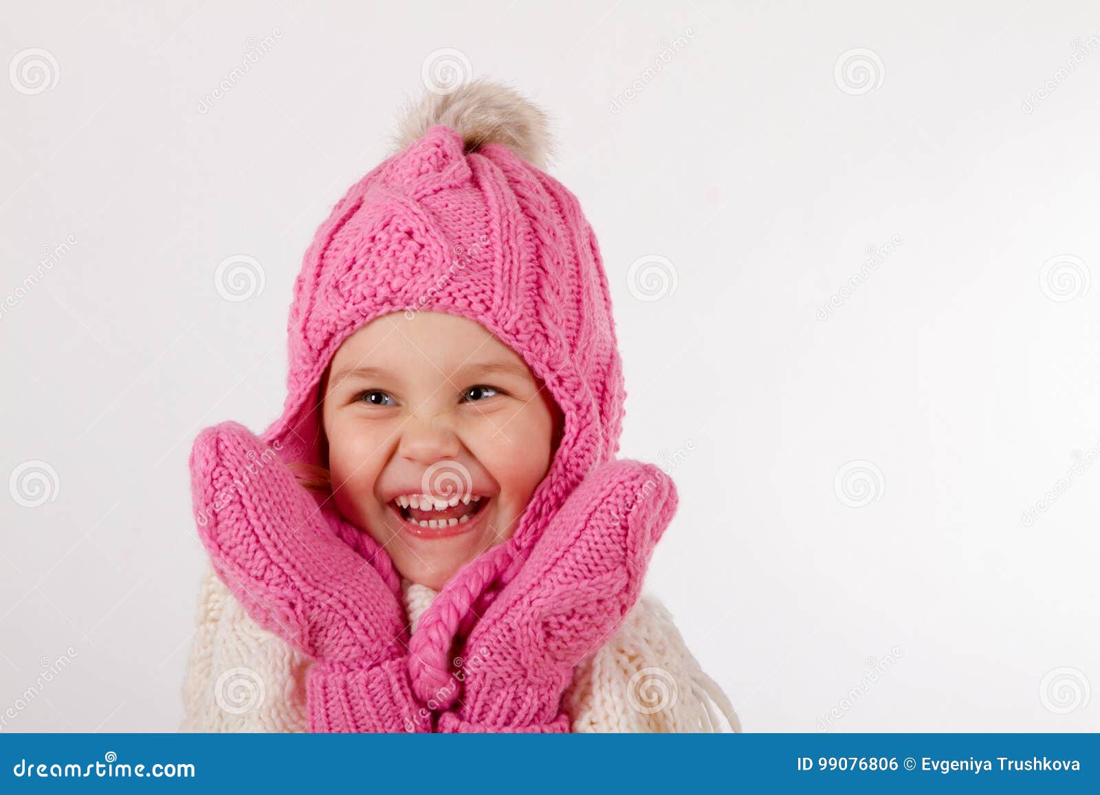 Girl in a Knitted Hat is Happy Stock Photo - Image of cute, knitted ...