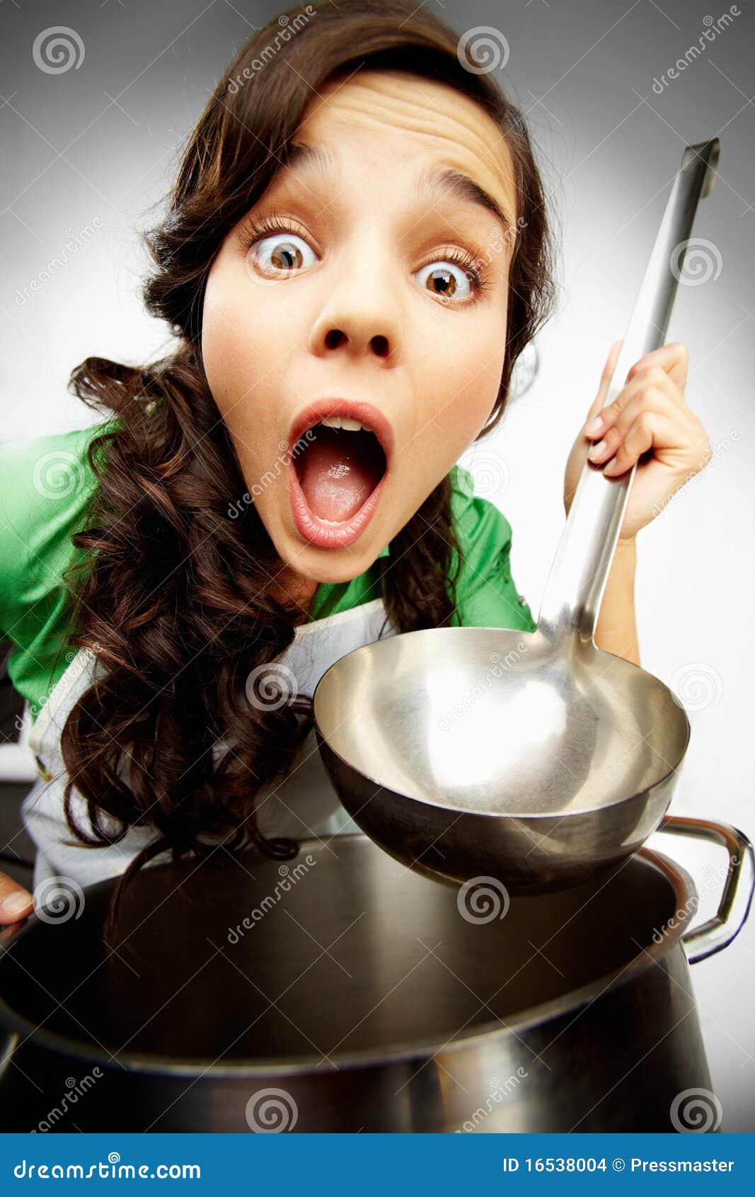 Girl with a ladle stock photo. Image of adult, emotions 16538004