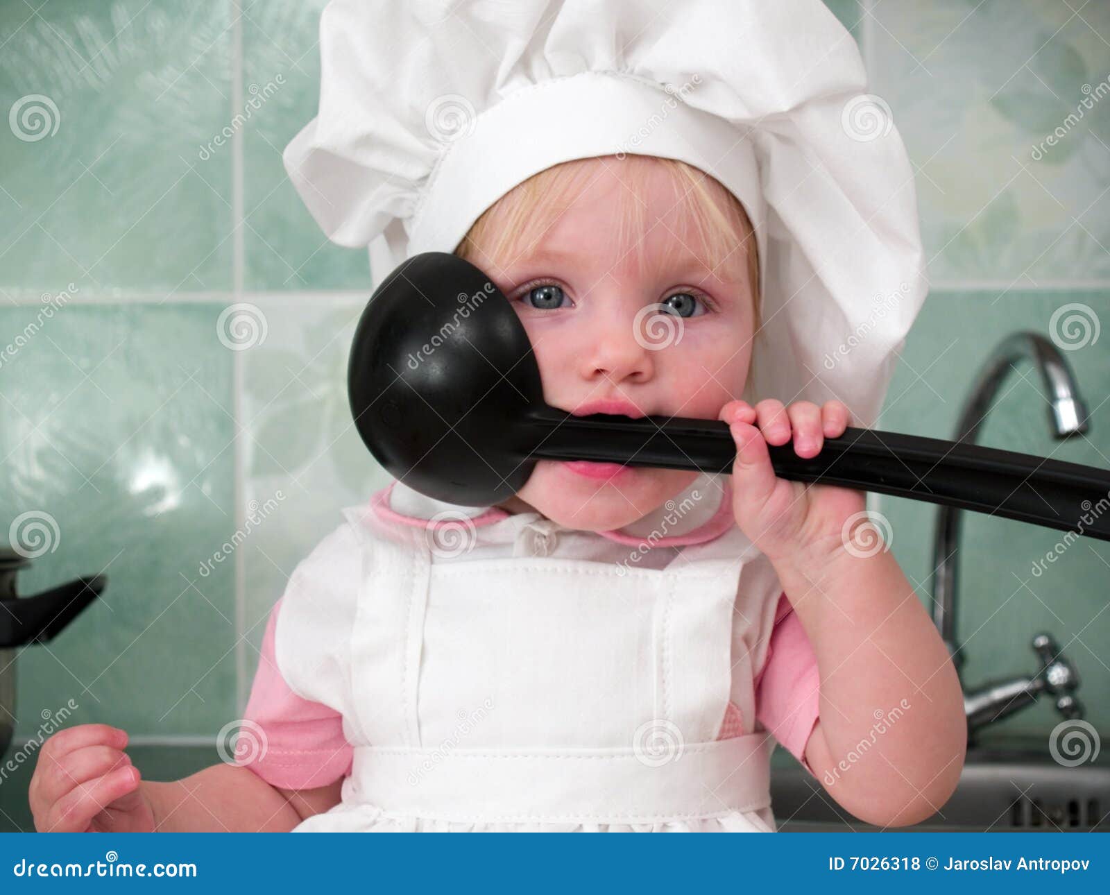 Girl with ladle stock photo. Image of little, development 7026318