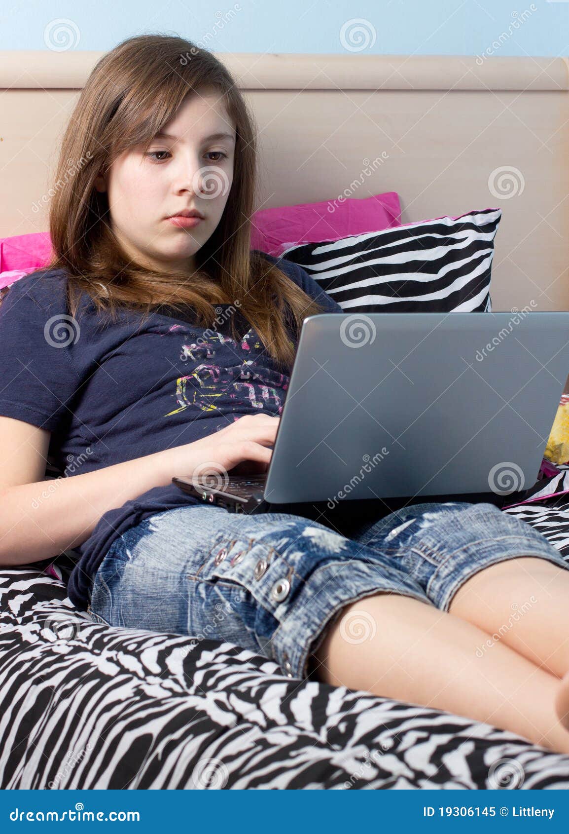 Girl on Laptop stock image. Image of relaxing, mail, model 19306145