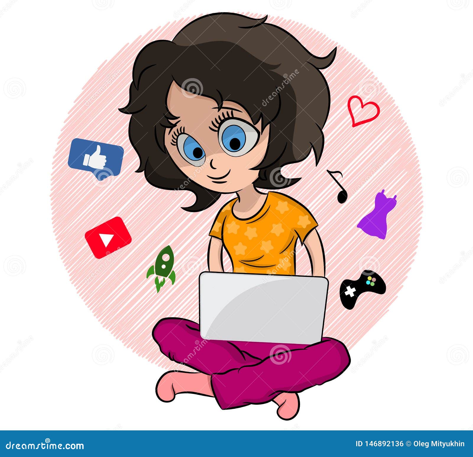 Girl with Laptop Performs Various Actions. Vector Girl with Laptop. Cartoon  Lady. Colorful Illustration. Funny Personage Stock Vector - Illustration of  casual, blogging: 146892136