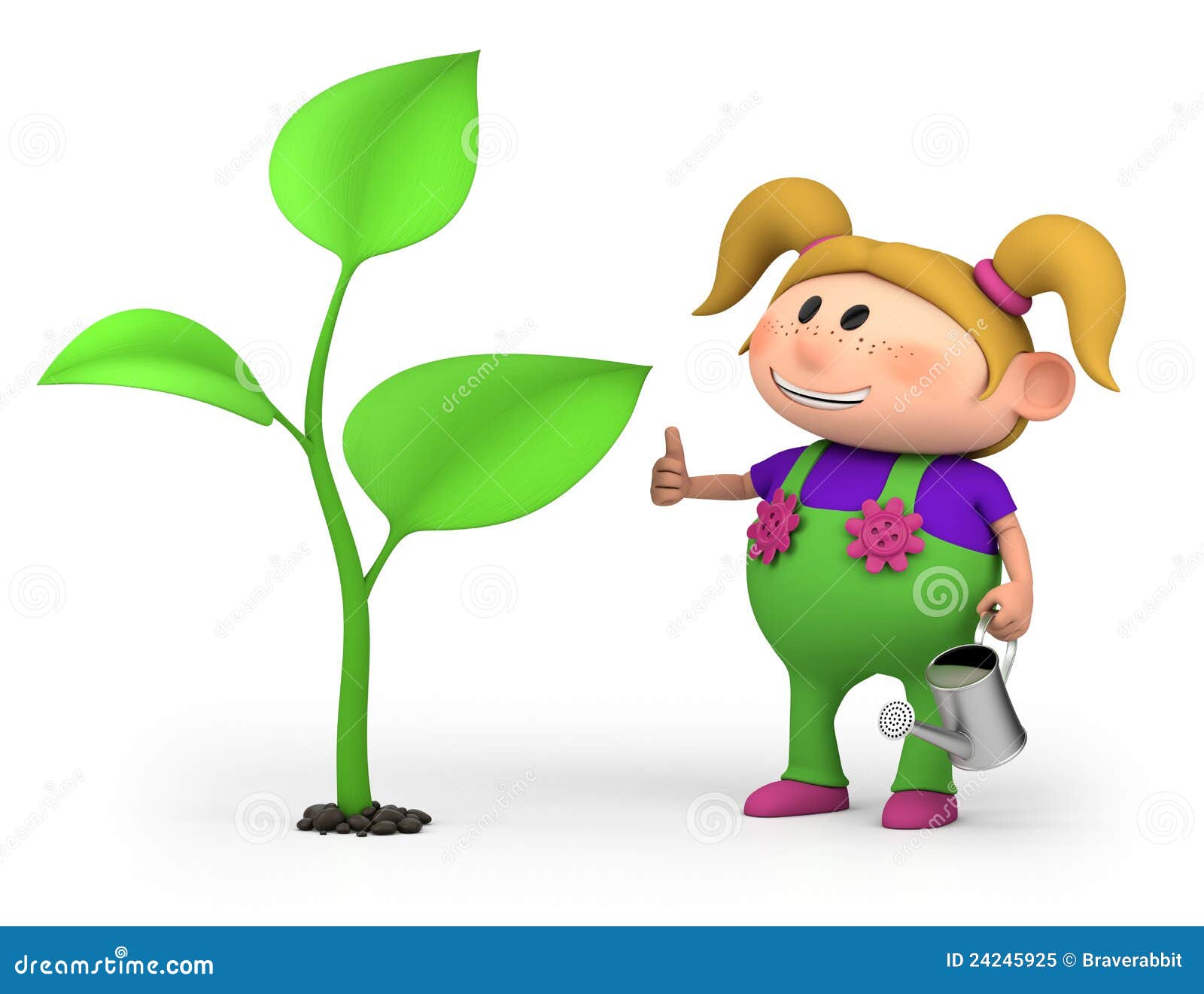 Girl with large sprout stock illustration. Illustration of growth