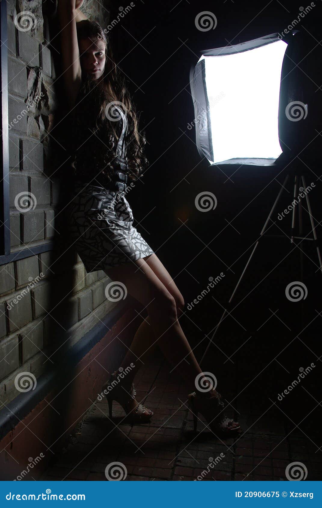 Girl Leaning Against A Wall Royalty Free Stock Photo 