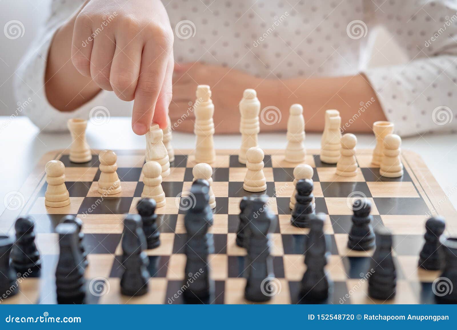 A Girl Learn How To Play Chess Game Stock Photo Image Of Indoors Sports