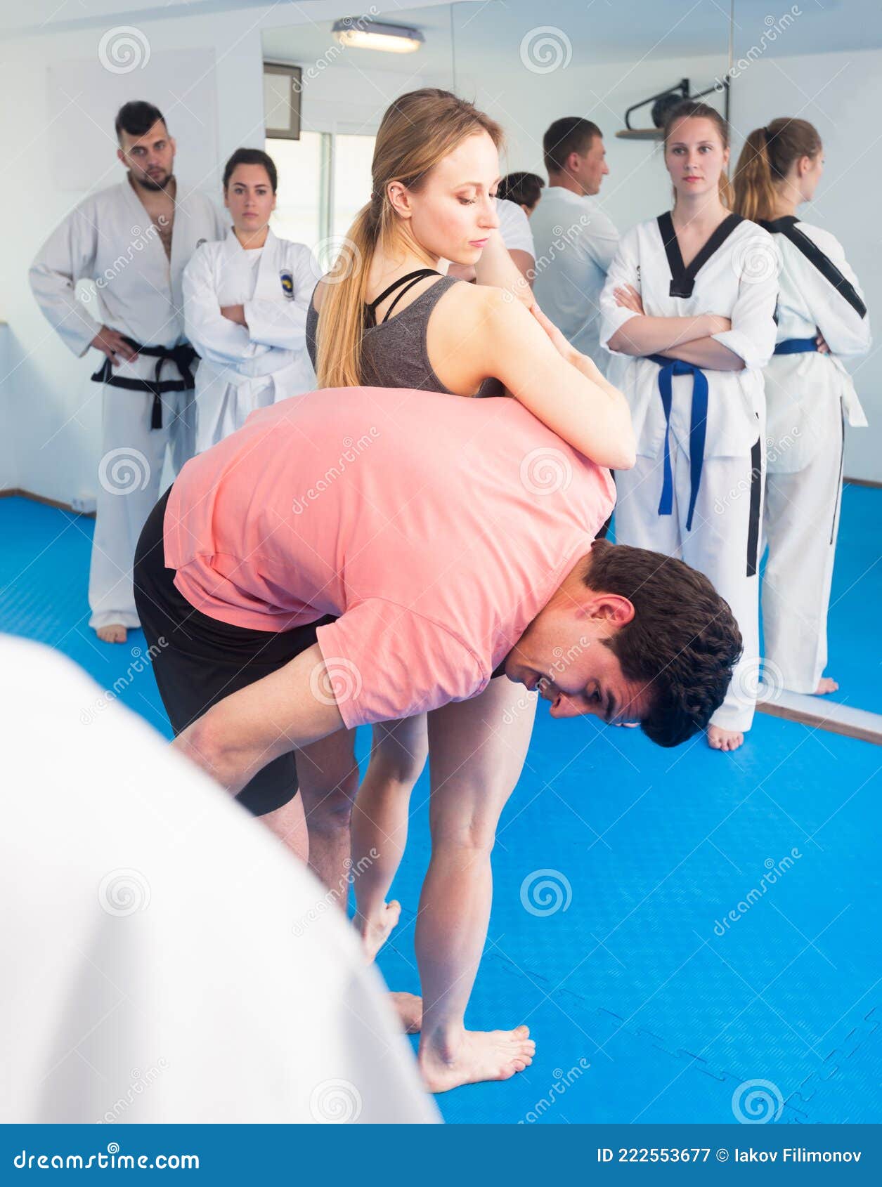 Girl Learn How To Use Selfdefense Techniques Stock Image Image of