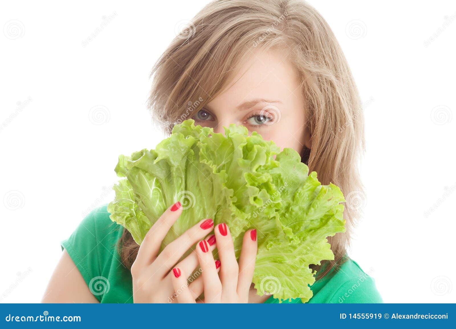 Girl with a lettuce stock image. Image of clean, fresh 14555919
