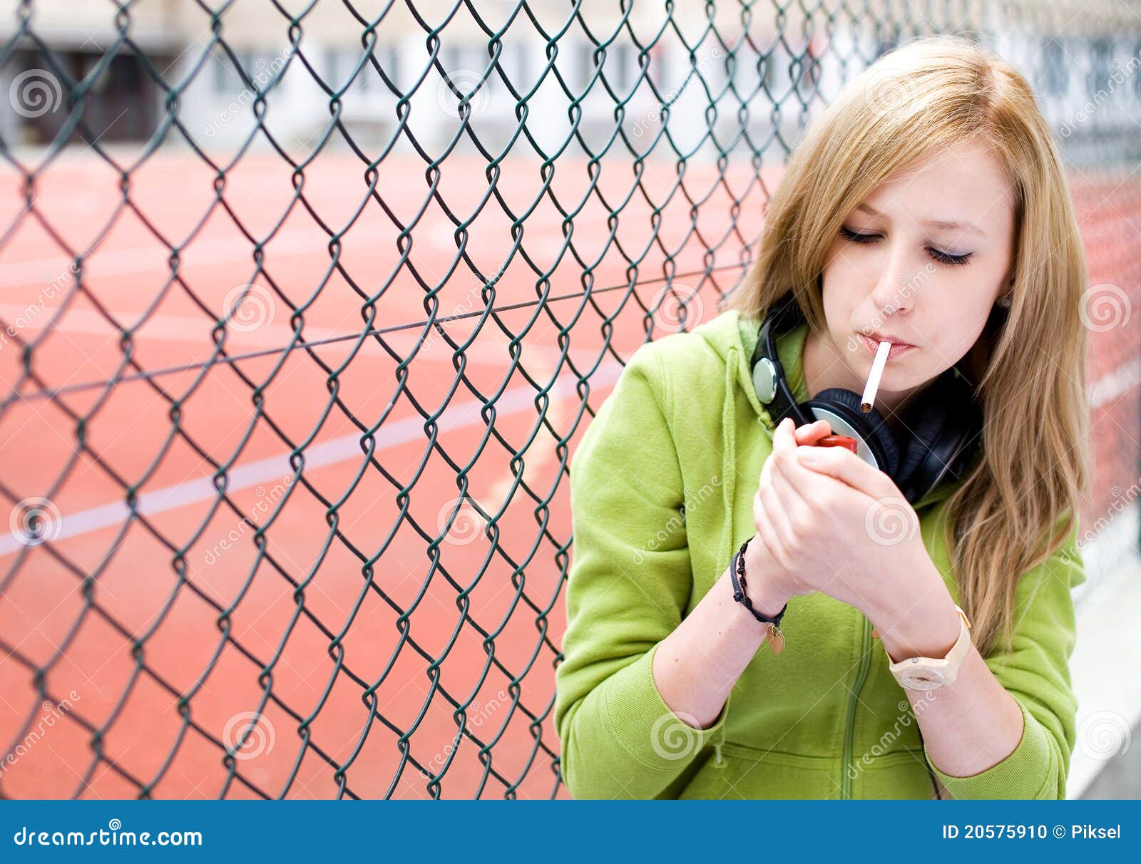 Girl Lighting A Cigarette Stock Photo Image 20575910