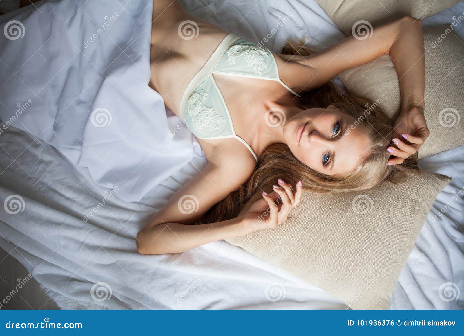 Naked Blonde Girl Sleeping On Bed