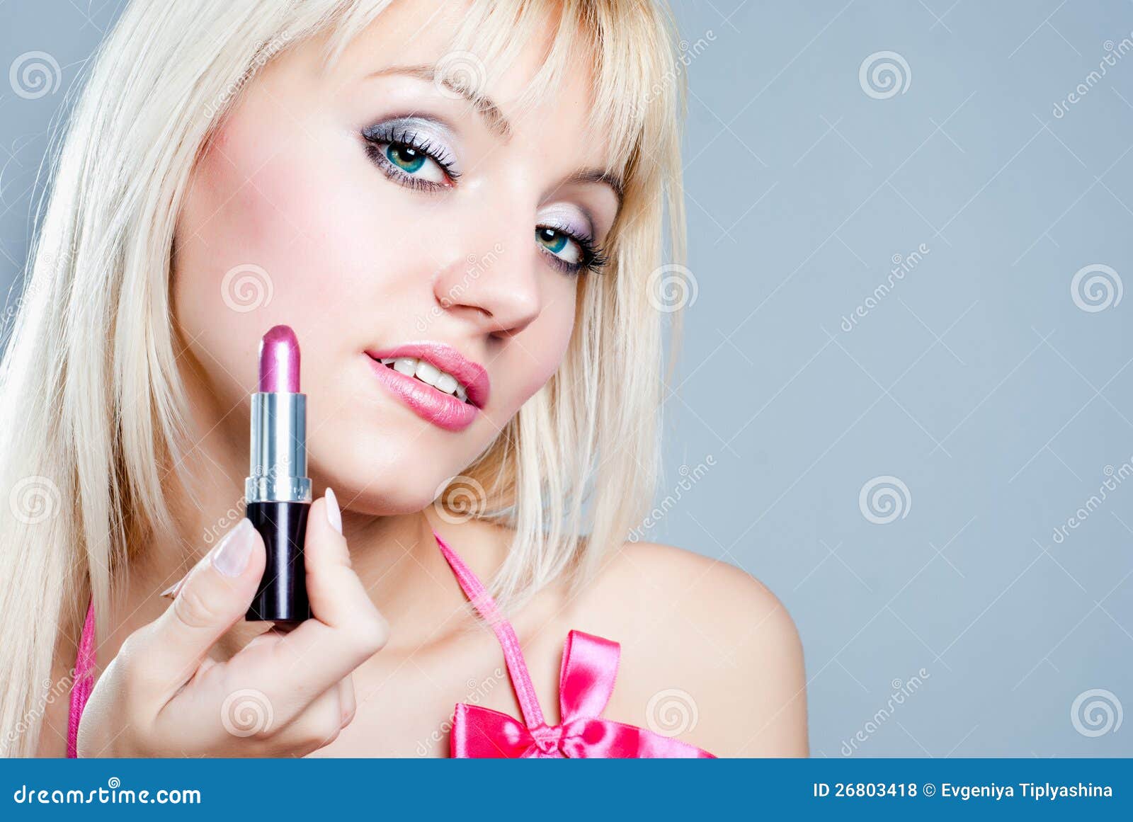 Girl with lipstick stock photo. Image of person, preparation 26803418