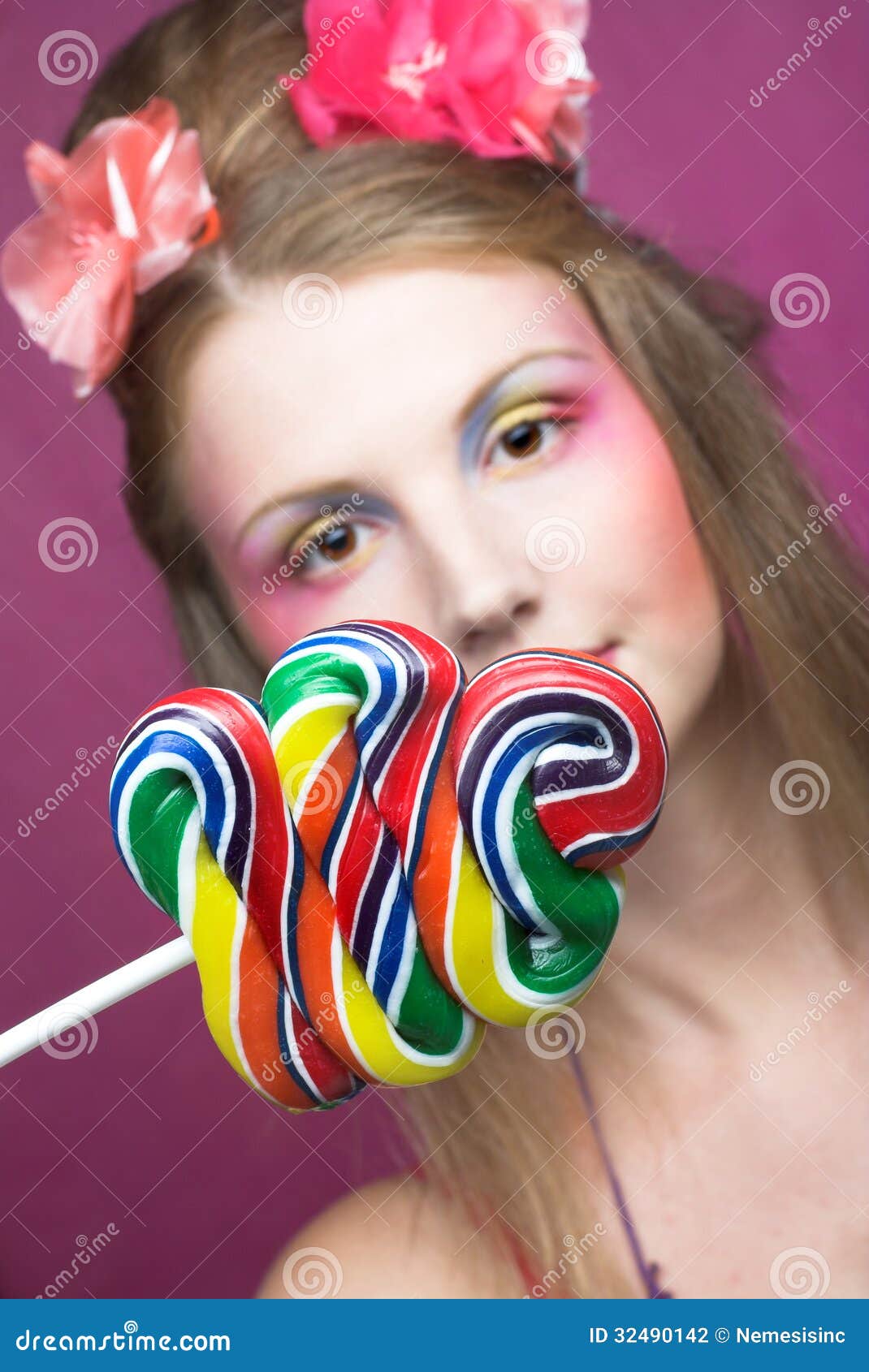 Girl with lollipop stock photo. Image of food, dress - 32490142