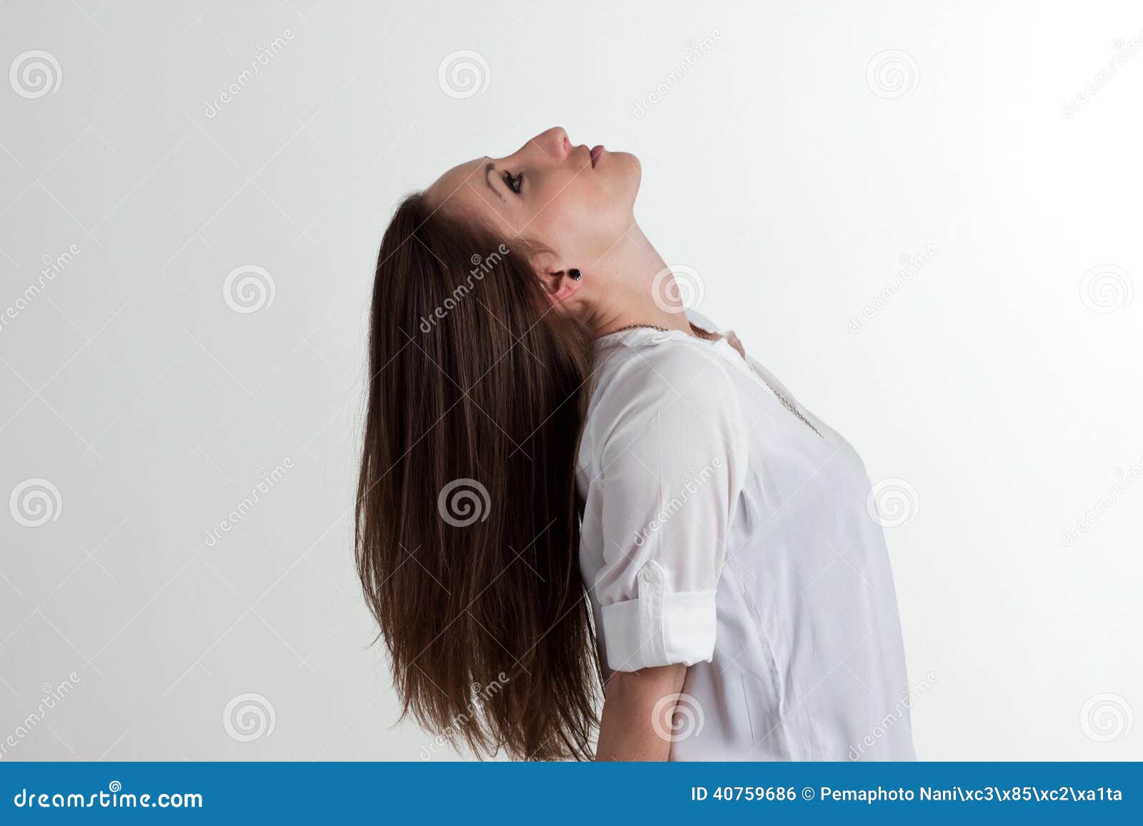 Girl with Long Hair and Back-swept Head Stock Photo - Image of thinking,  looking: 40759686