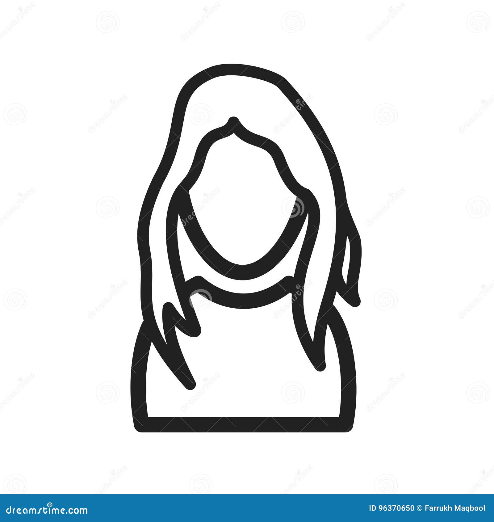 Girl with Long Hair stock illustration. Illustration of style - 96370650