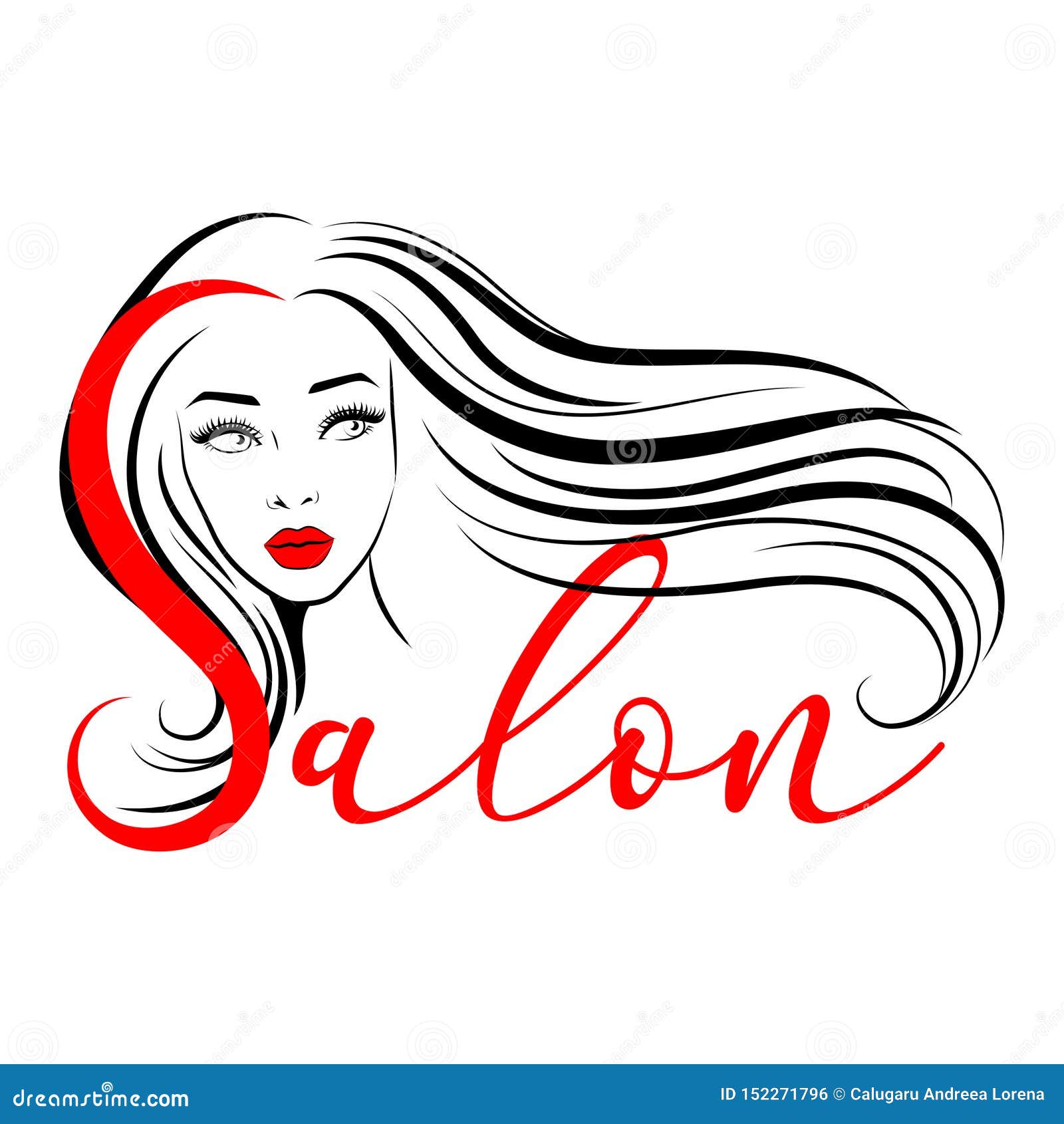 Girl with long hair stock vector. Illustration of color - 152271796