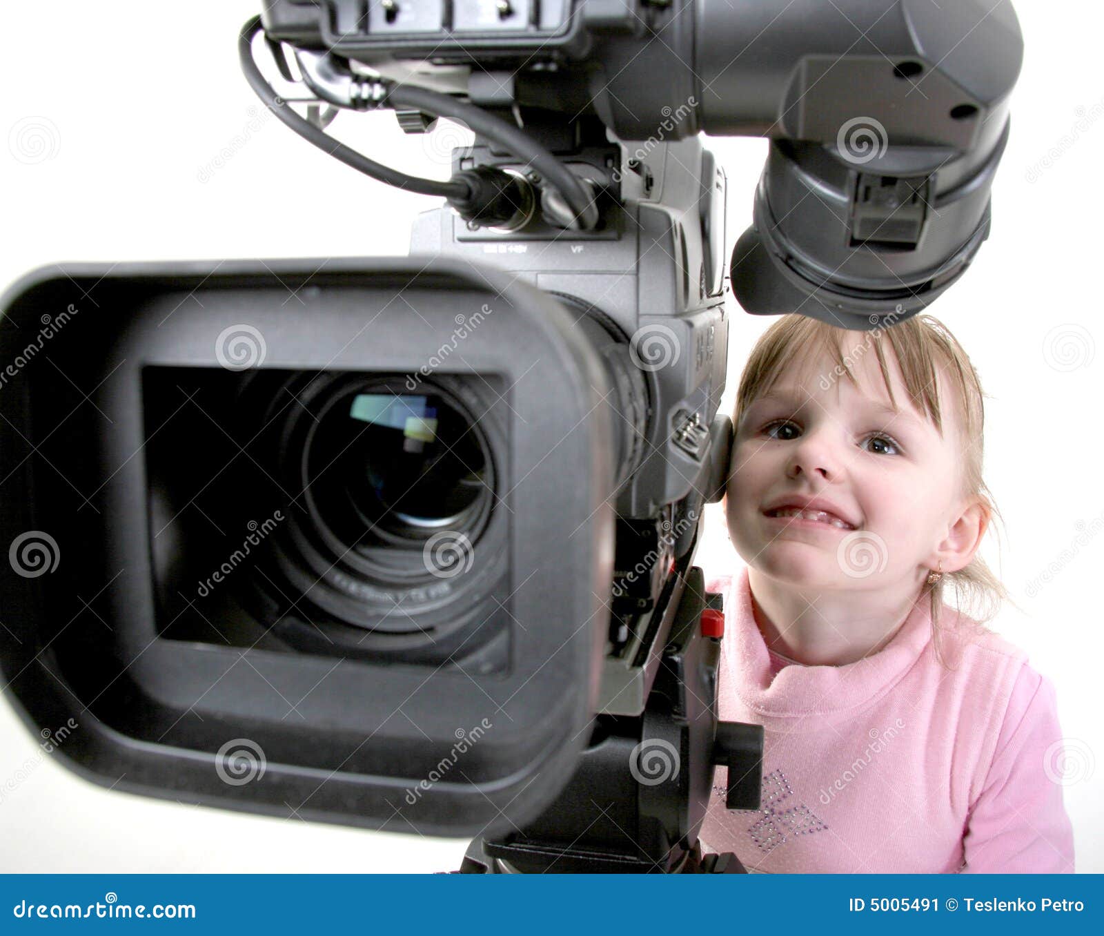 Girl look in the camcorder stock image. Image of looking 5005491