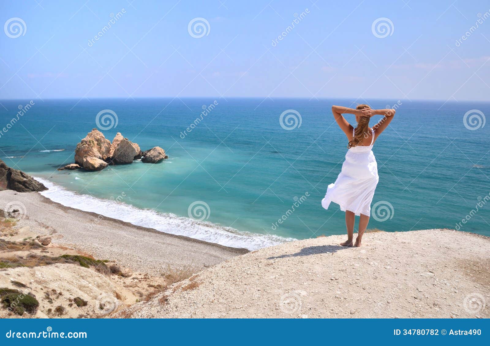 girl looking to the sea, cyprus