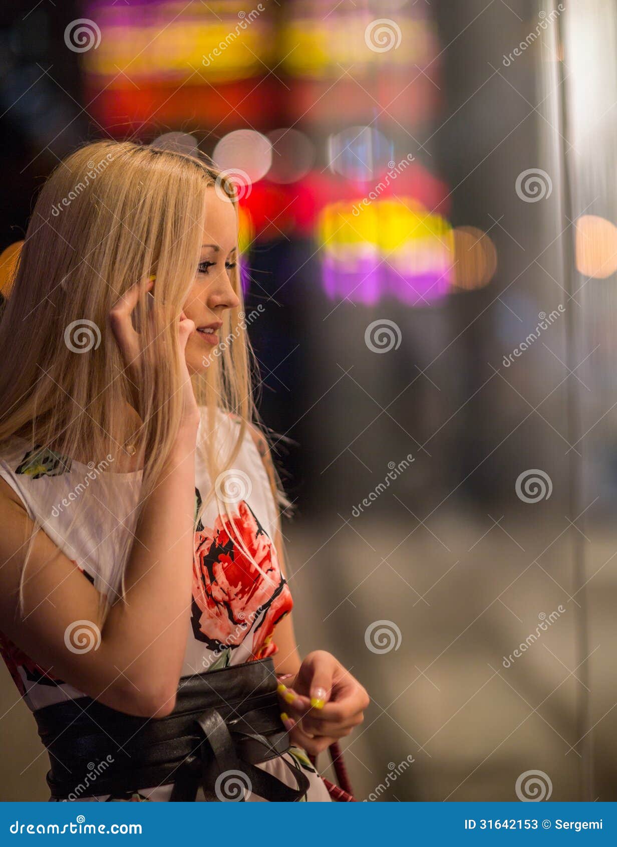 Girl Looks at Night Shopwindow Stock Image - Image of fashion, choosing ...