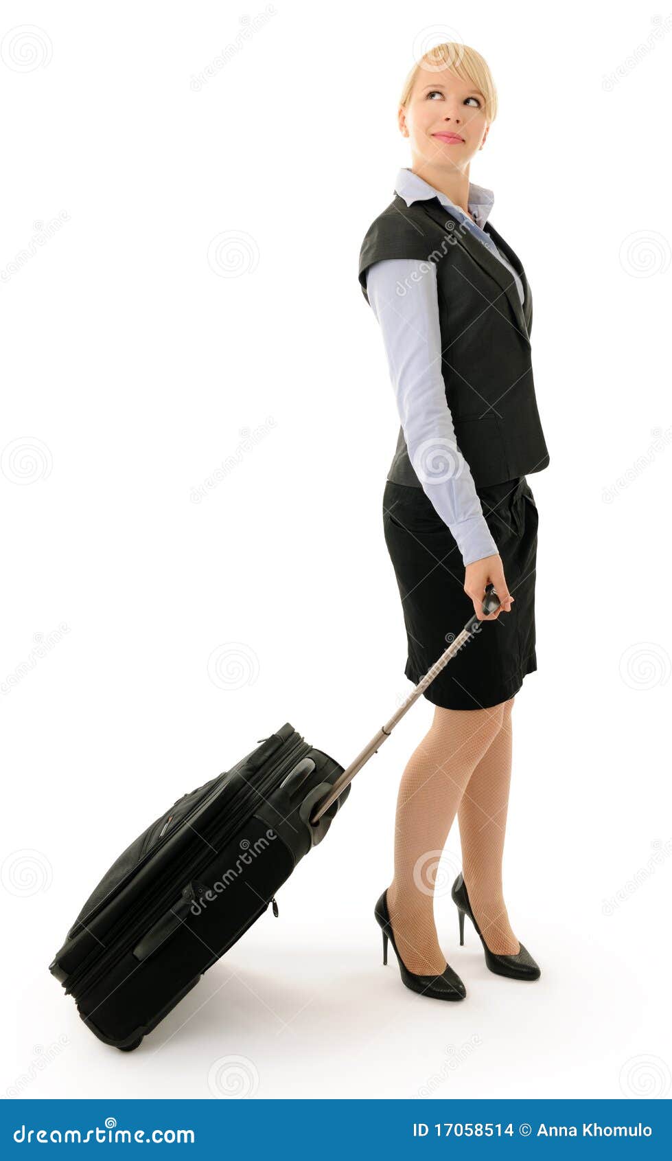 Girl with luggage stock photo. Image of standing, girl 17058514