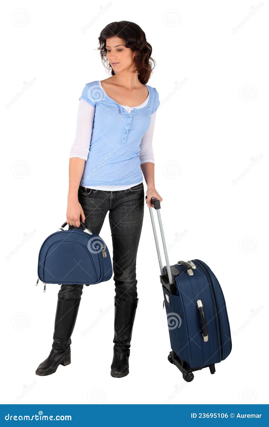 Girl with luggage stock photo. Image of hair, airport 23695106