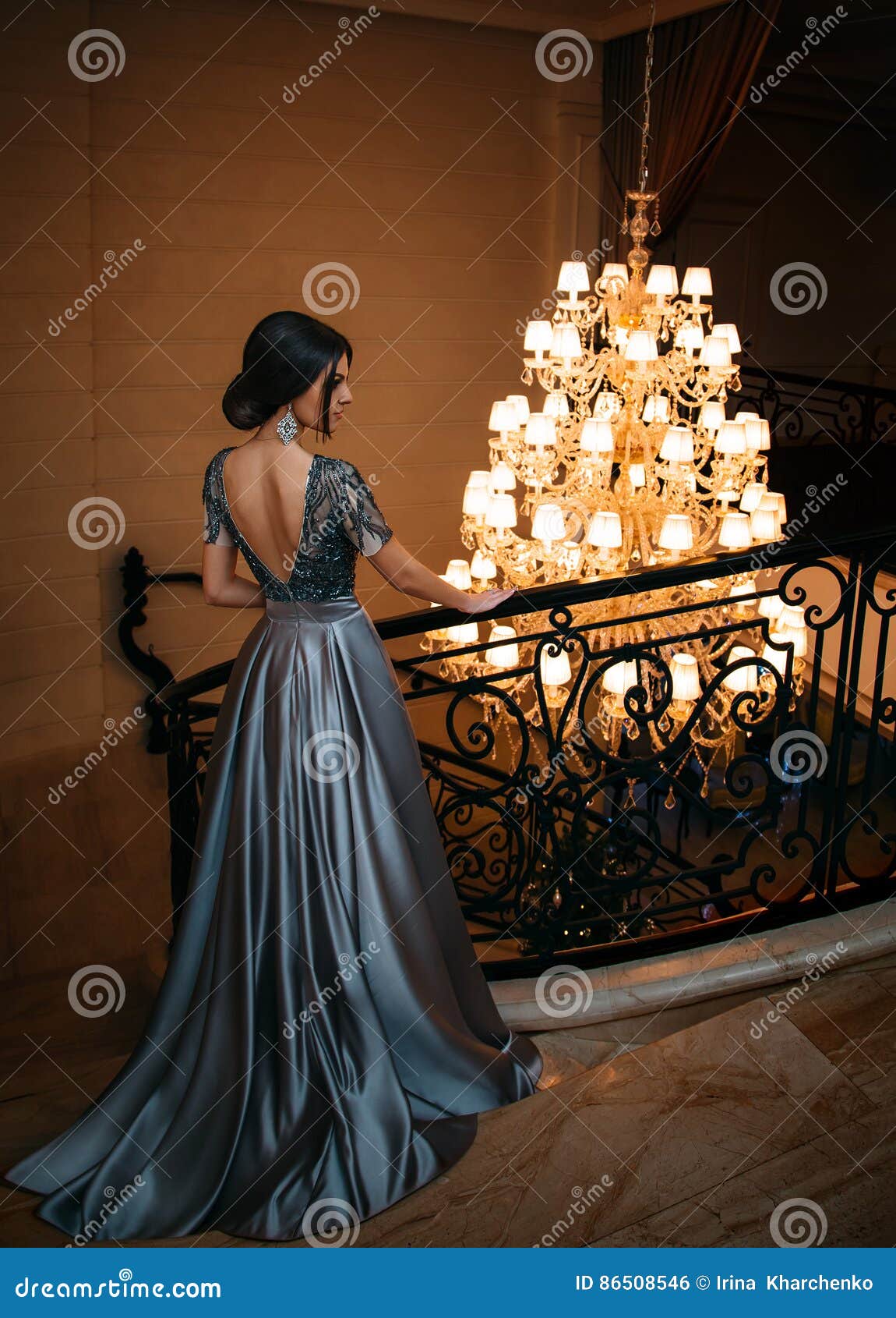 girl in a luxurious, evening dress