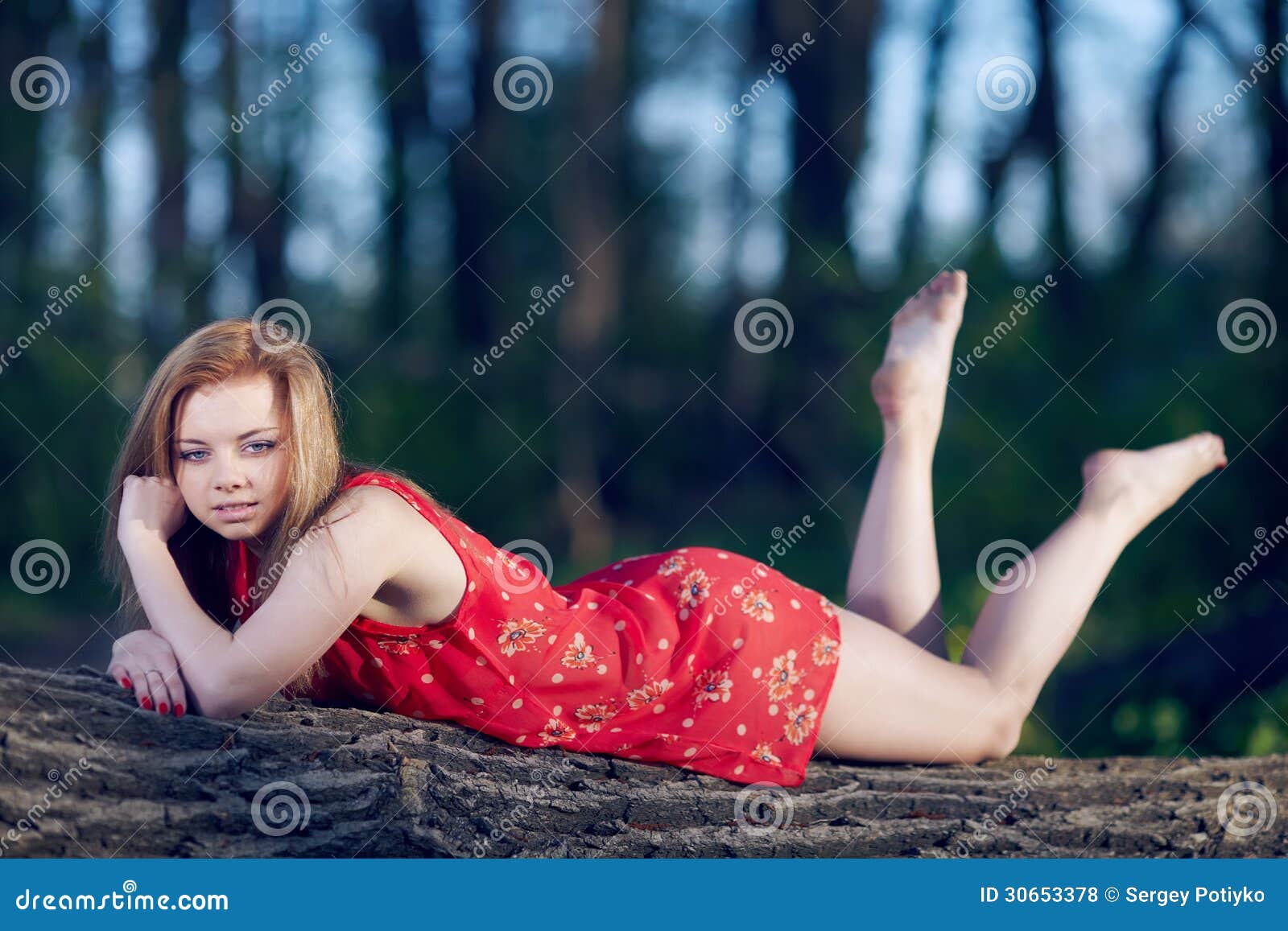 https://thumbs.dreamstime.com/z/girl-lying-log-beautiful-red-dress-30653378.jpg?ct=jpeg