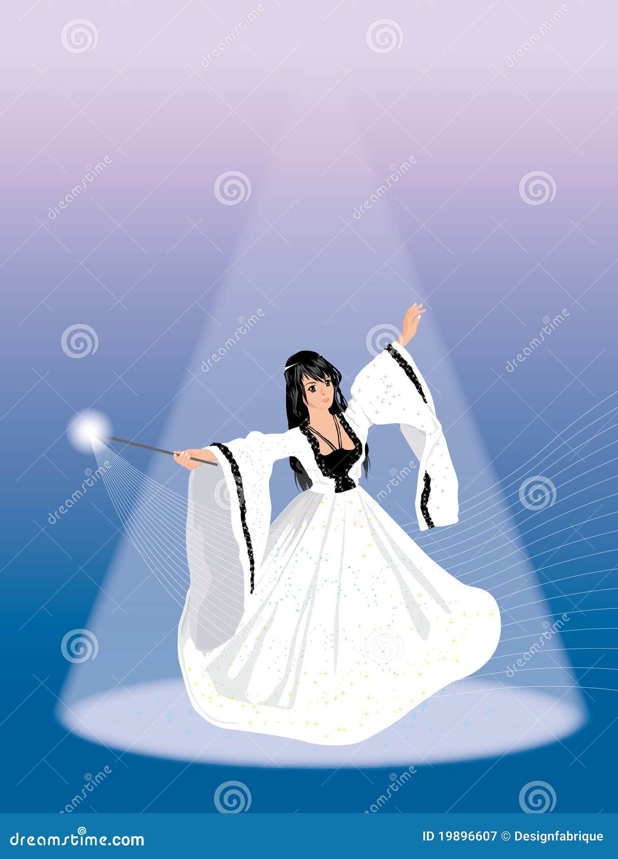 Girl with a magic wand stock vector. Illustration of white - 19896607