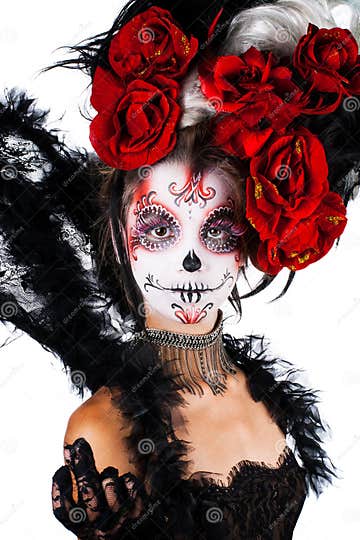 Girl with Make-up in the Style of Halloween. Stock Image - Image of ...