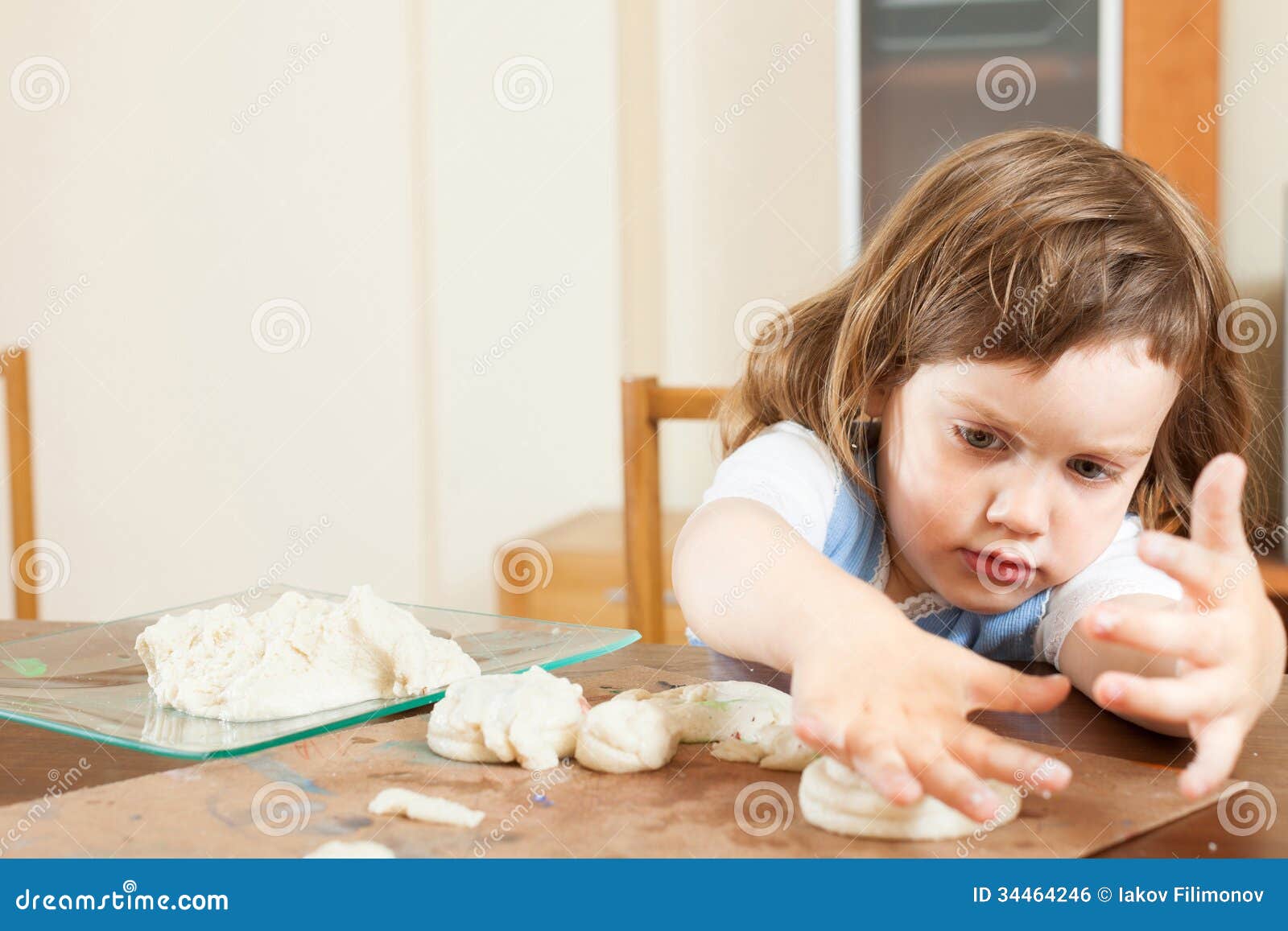 A Girl Makes Dough Figurines Stock Photo Image of tranquil, dough