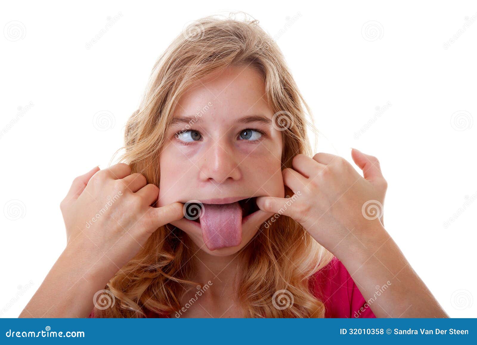 Girl Makes Funny Face in Closeup Stock Photo Image of teenager