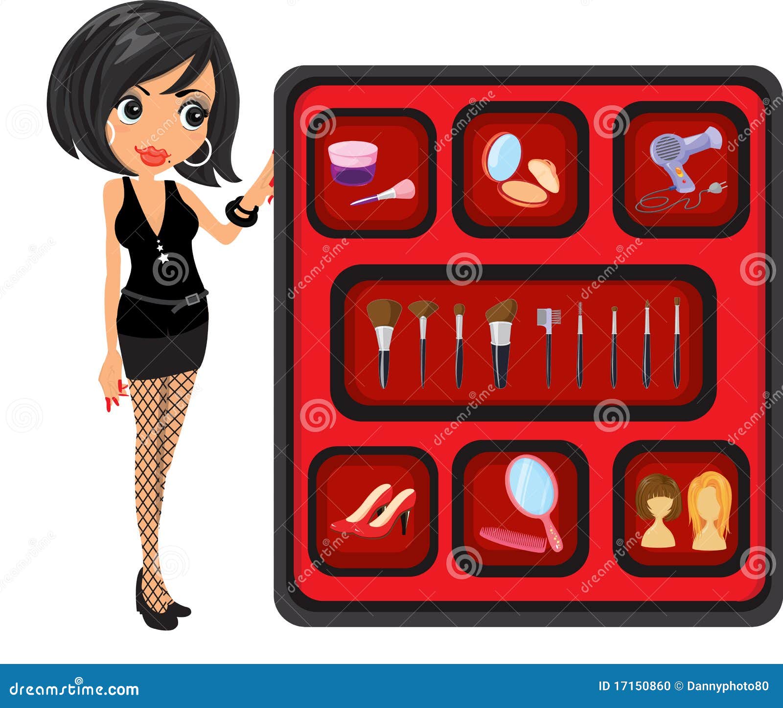 Girl makeup kit stock vector. Illustration of closeup - 17150860