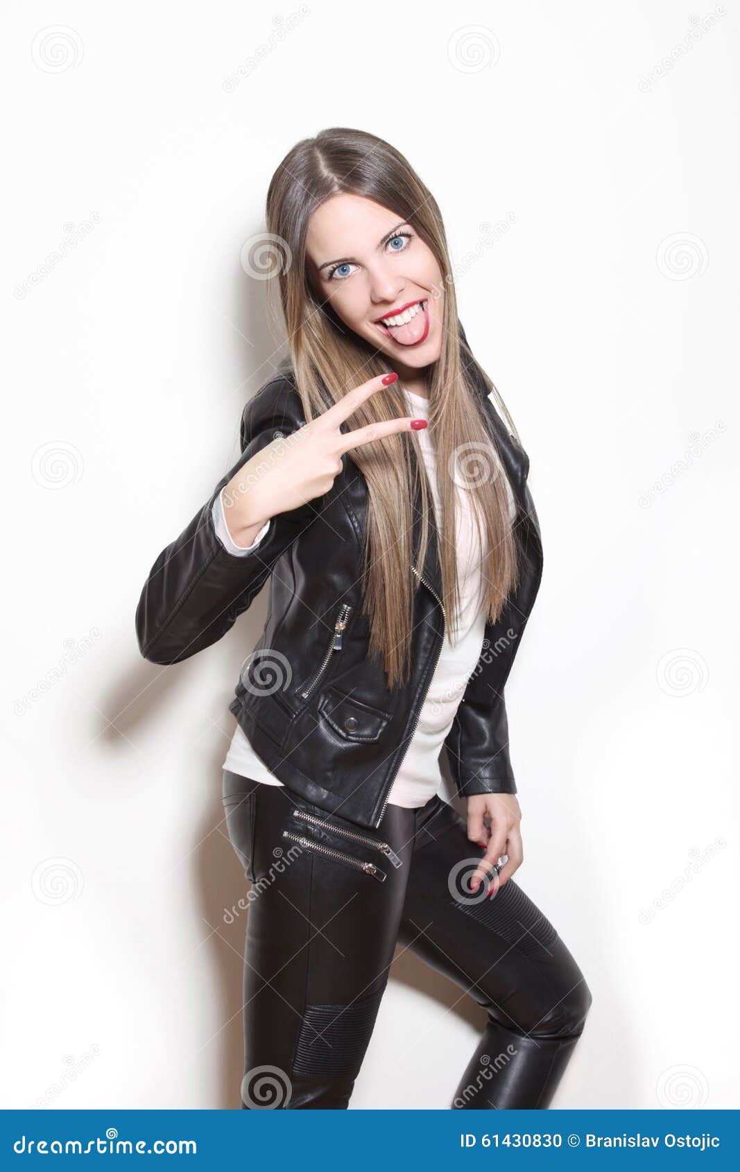 Girl making fun stock photo. Image of female, look, portrait - 61430830
