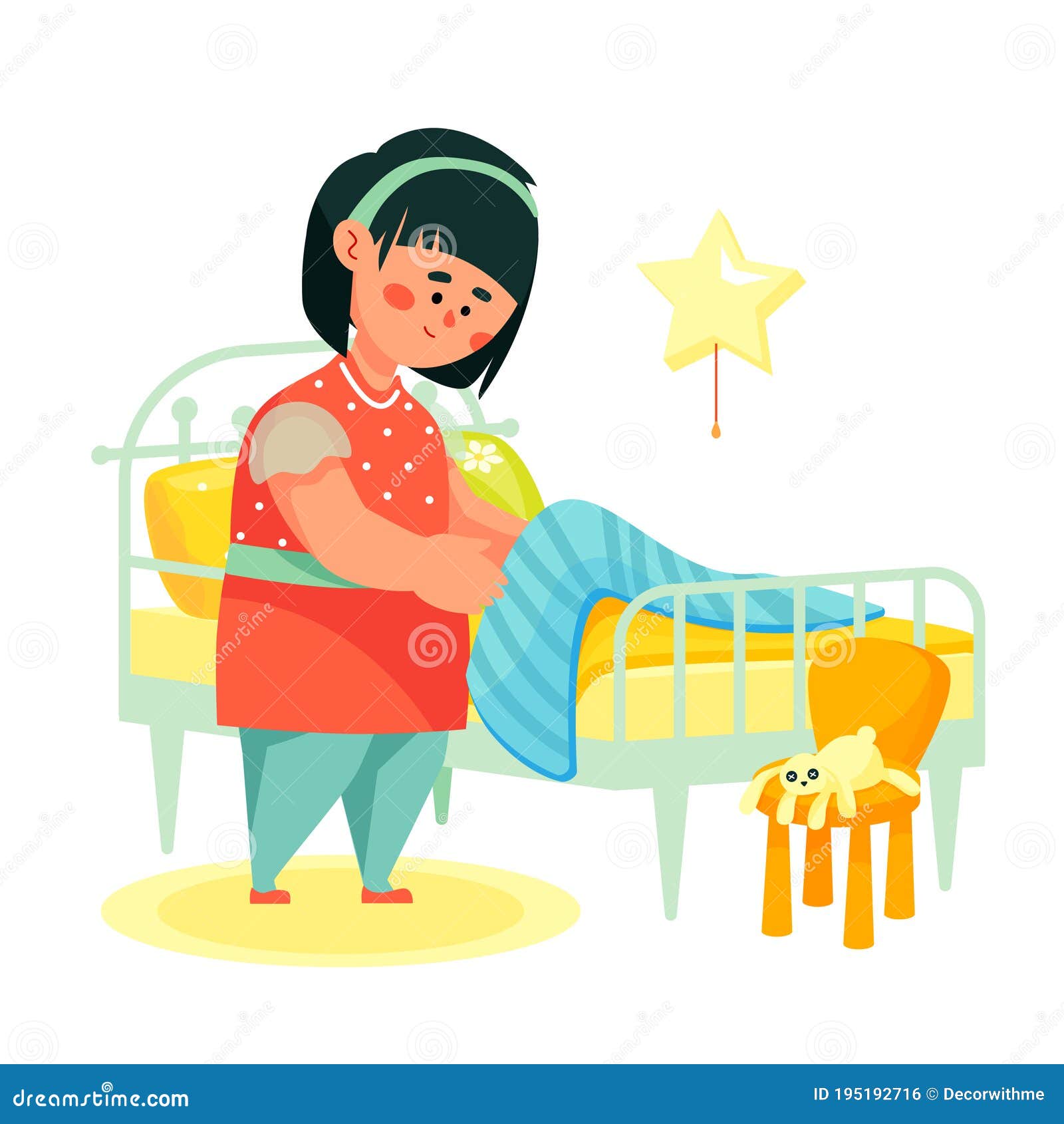 boy making bed clipart for kids