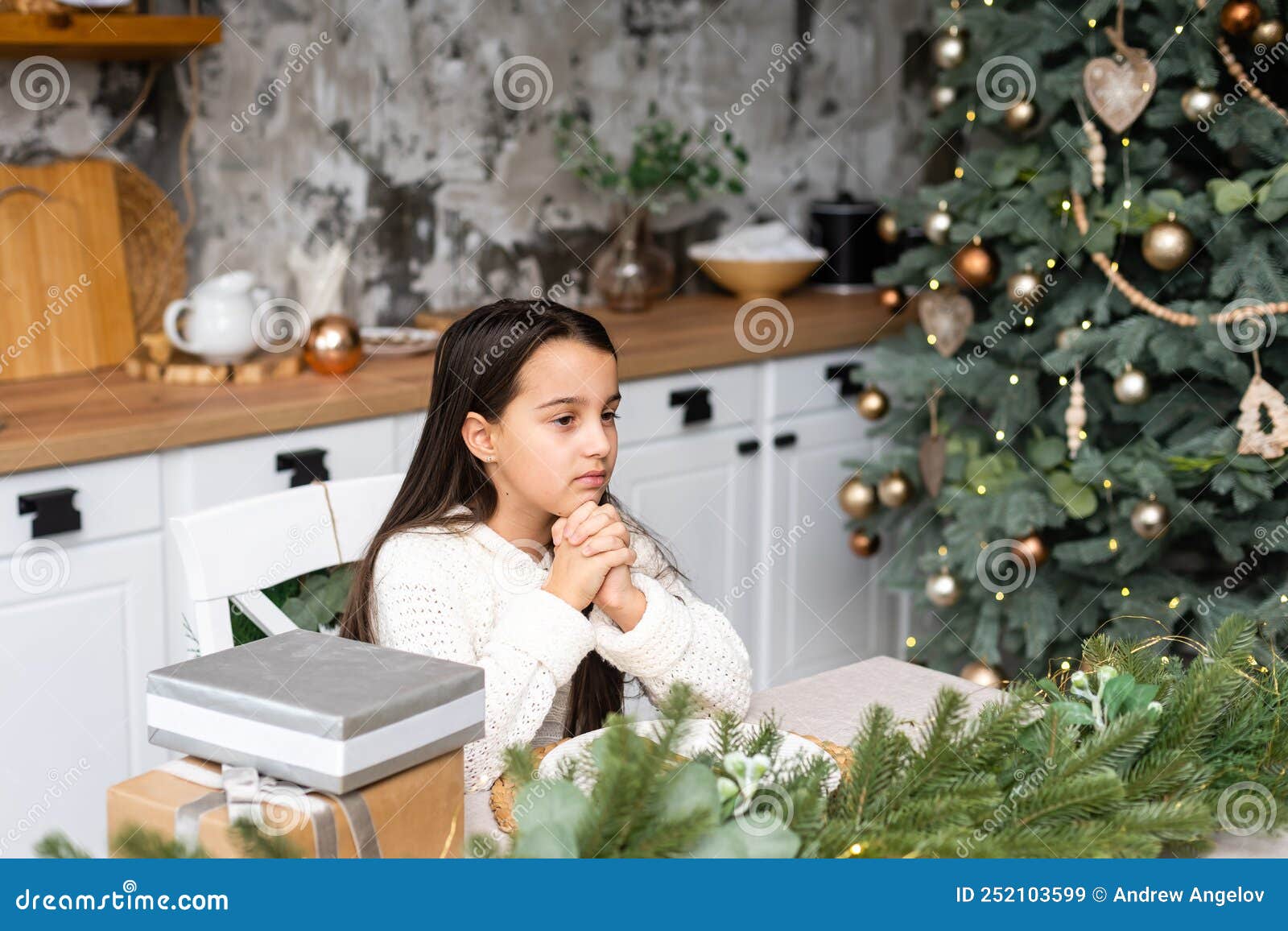 Girl Making a Wish on Christmas Eve Stock Image Image of christmas
