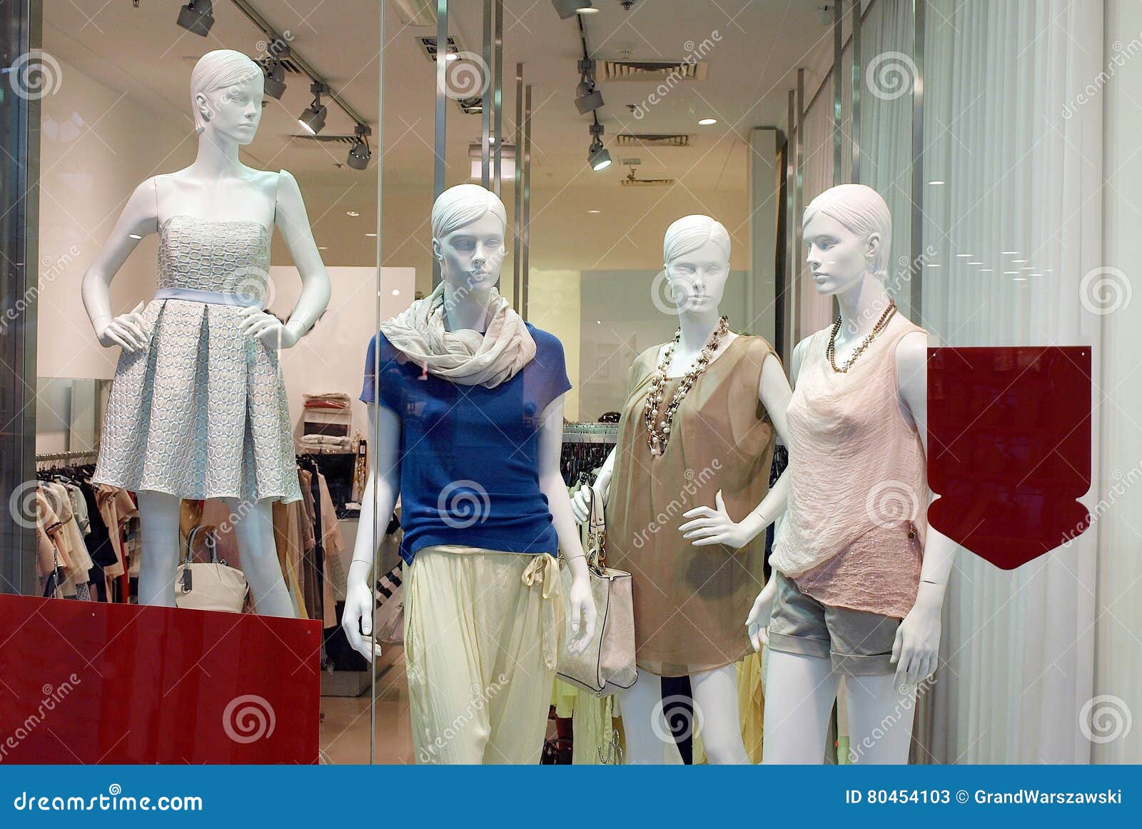 Girl Mannequins in Shop Window Stock Image - Image of fashionable ...