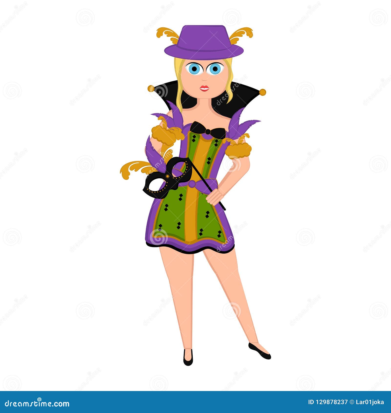 Girl With A Mardi Gras Costume Stock Vector Illustration Of Vector Woman 129878237 