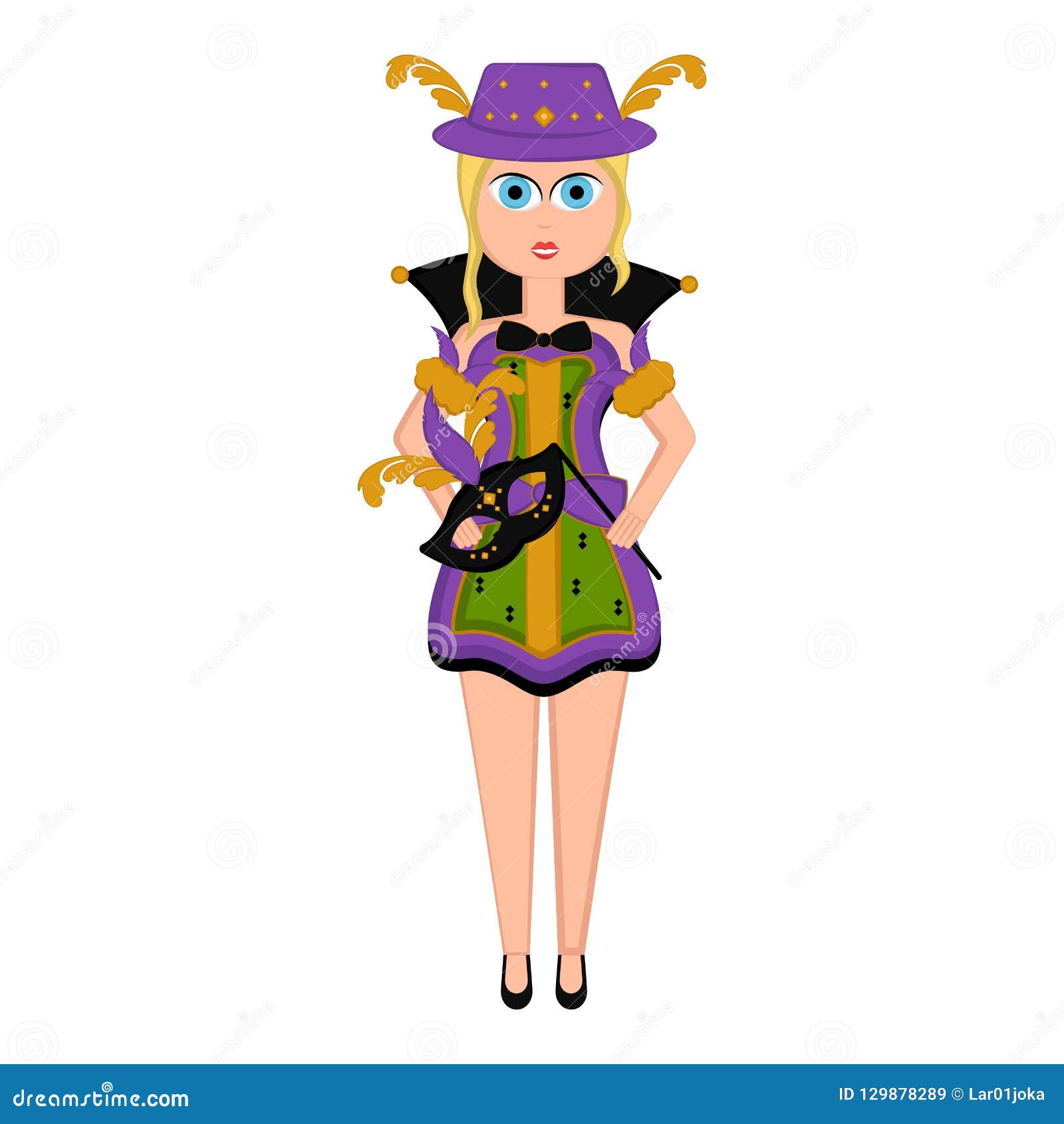 Girl With A Mardi Gras Costume Stock Vector Illustration Of Concept Isolated 129878289 