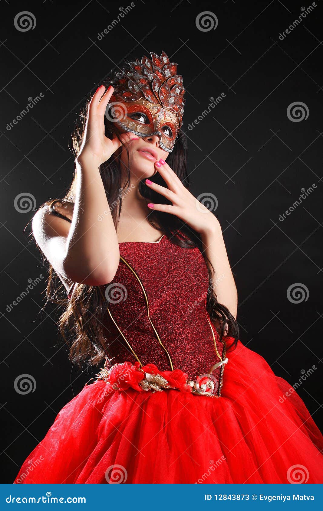Girl in the mask stock image. Image of ball, dress, carnival 12843873