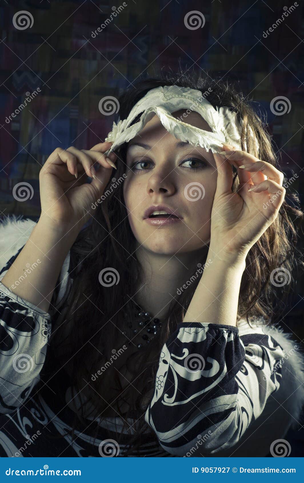 Girl in a mask stock image. Image of carnival, frizz, female 9057927