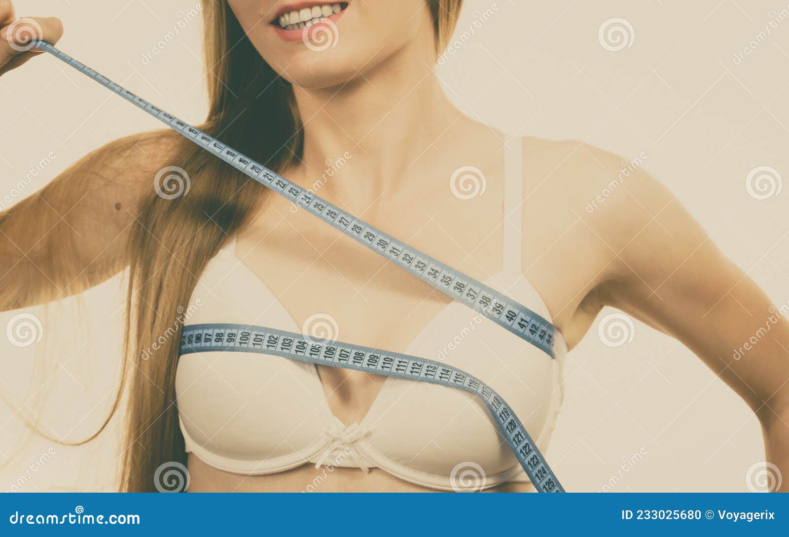 Girl Measuring Her Chest Breasts Bust Size Stock Photo - Image of girl,  teen: 233025680