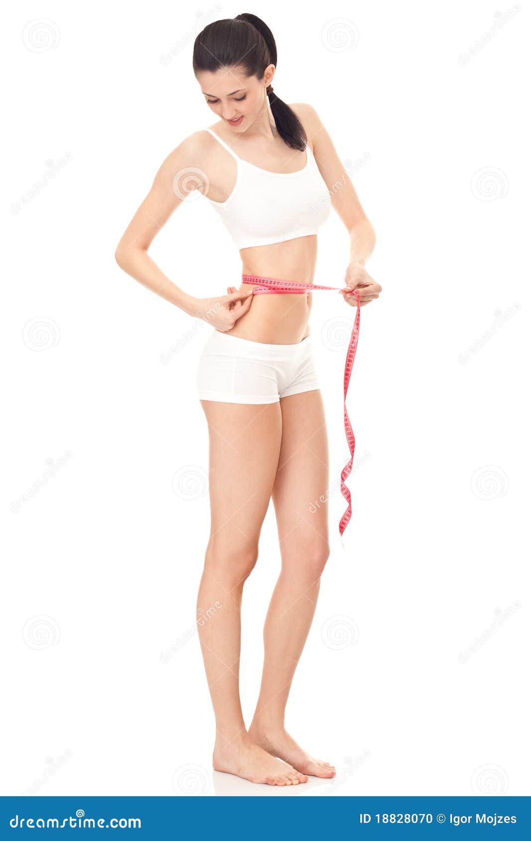 Measuring tape on girl's body Stock Photo by ©VelesStudio 117384564