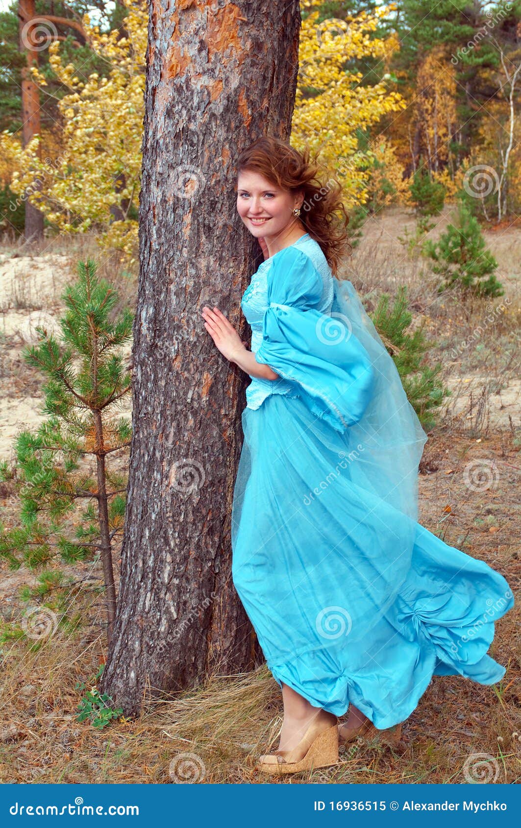 Girl In Medieval Dress. Strong Wind Royalty Free Stock ...
