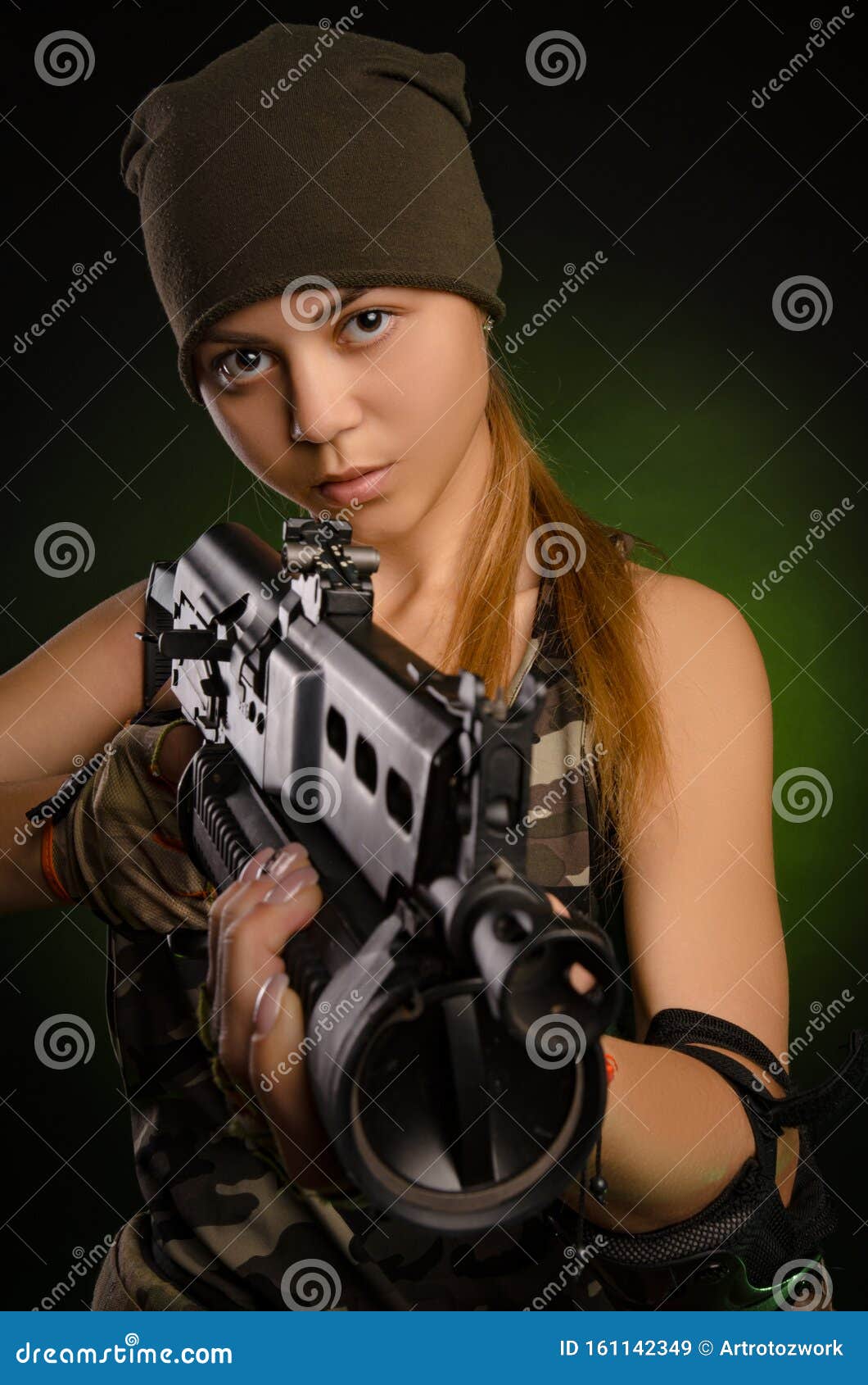 Woman Soldier stock photo. Image of camouflage, grey 